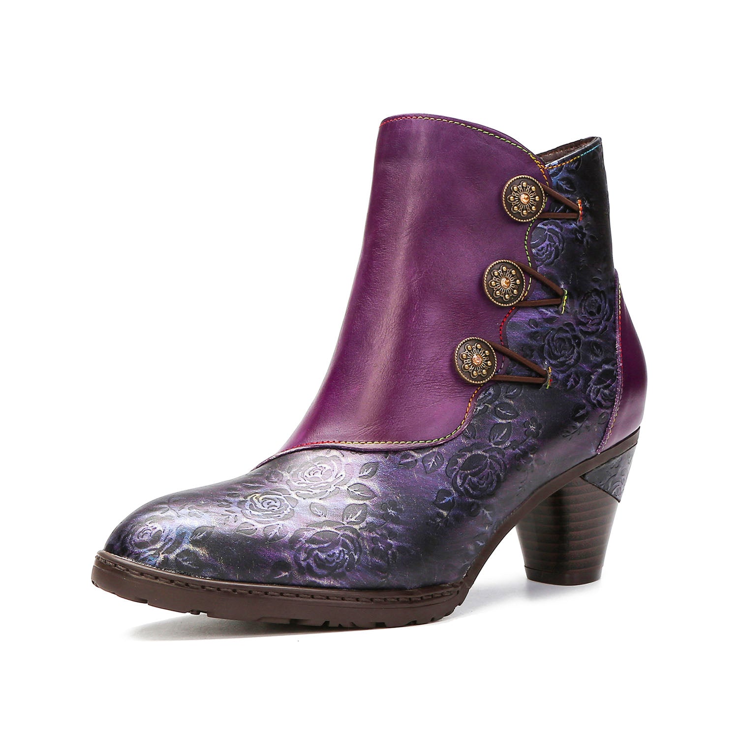 Handcrafted Twilight Rose Ankle Boots