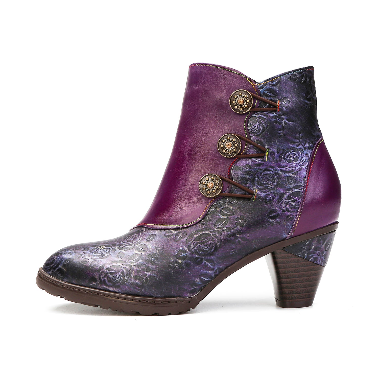 Handcrafted Twilight Rose Ankle Boots