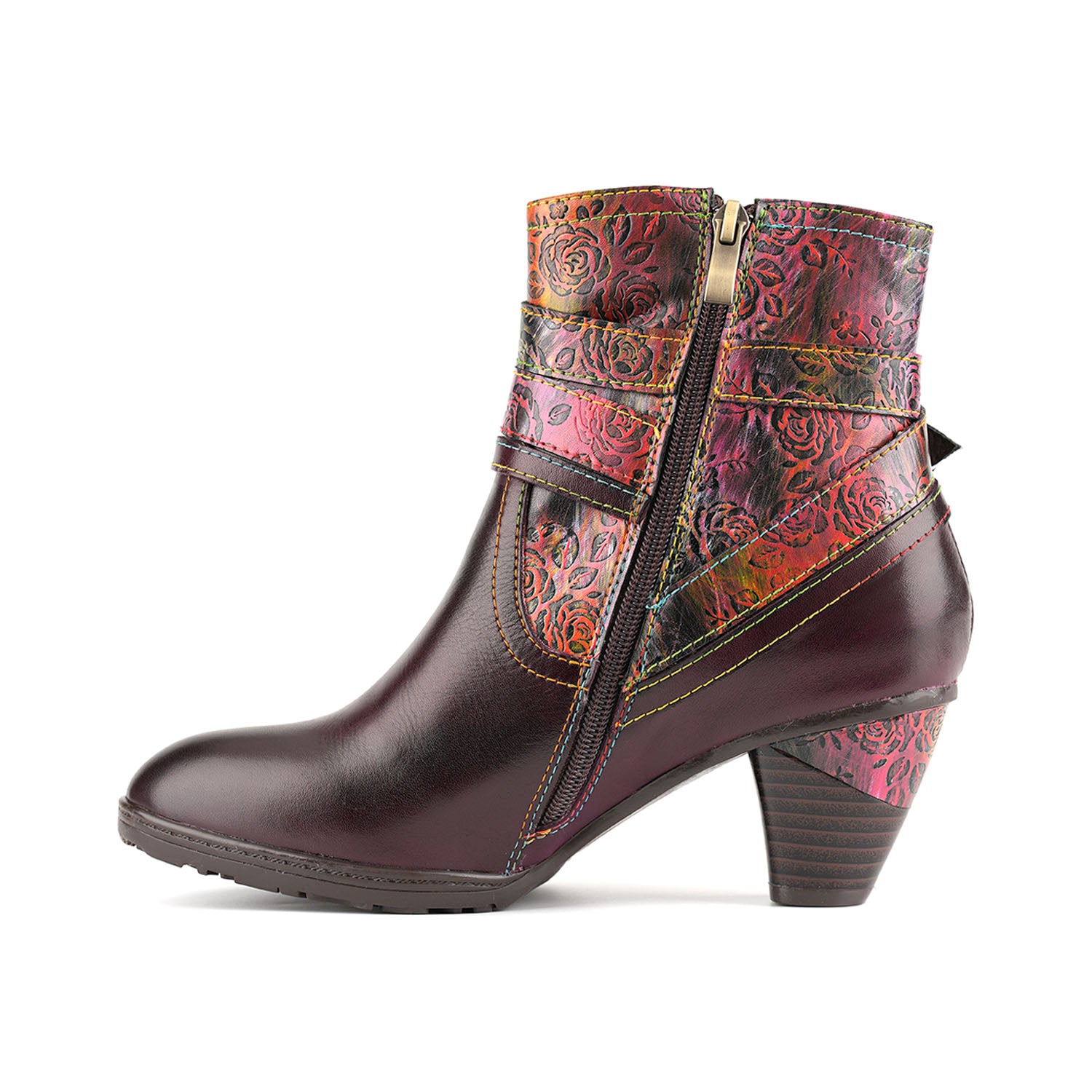 Handcrafted Rose Buckle Ankle Boots