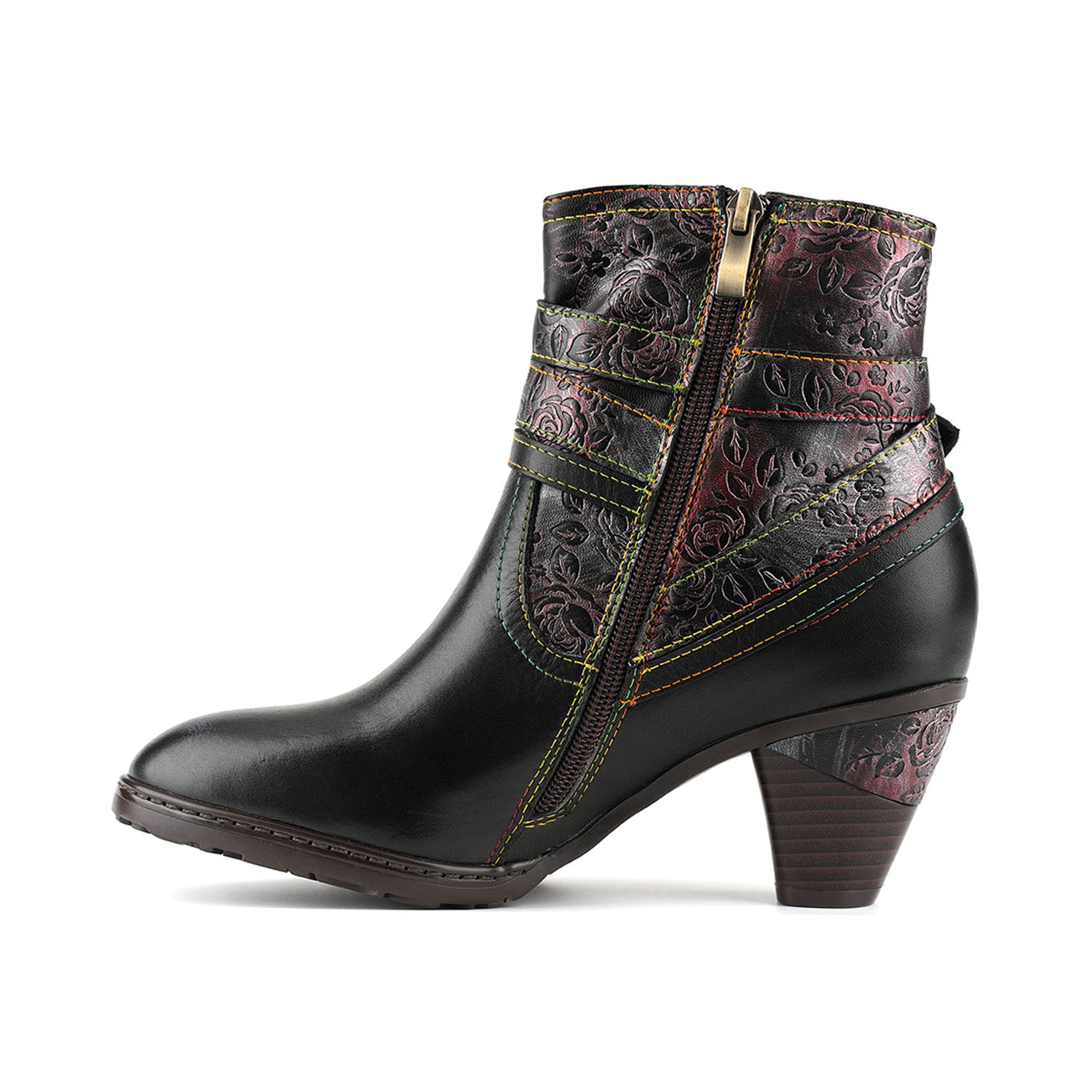 Handcrafted Rose Buckle Ankle Boots