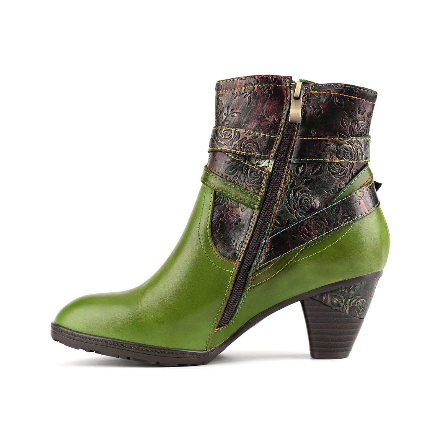 Handcrafted Rose Buckle Ankle Boots