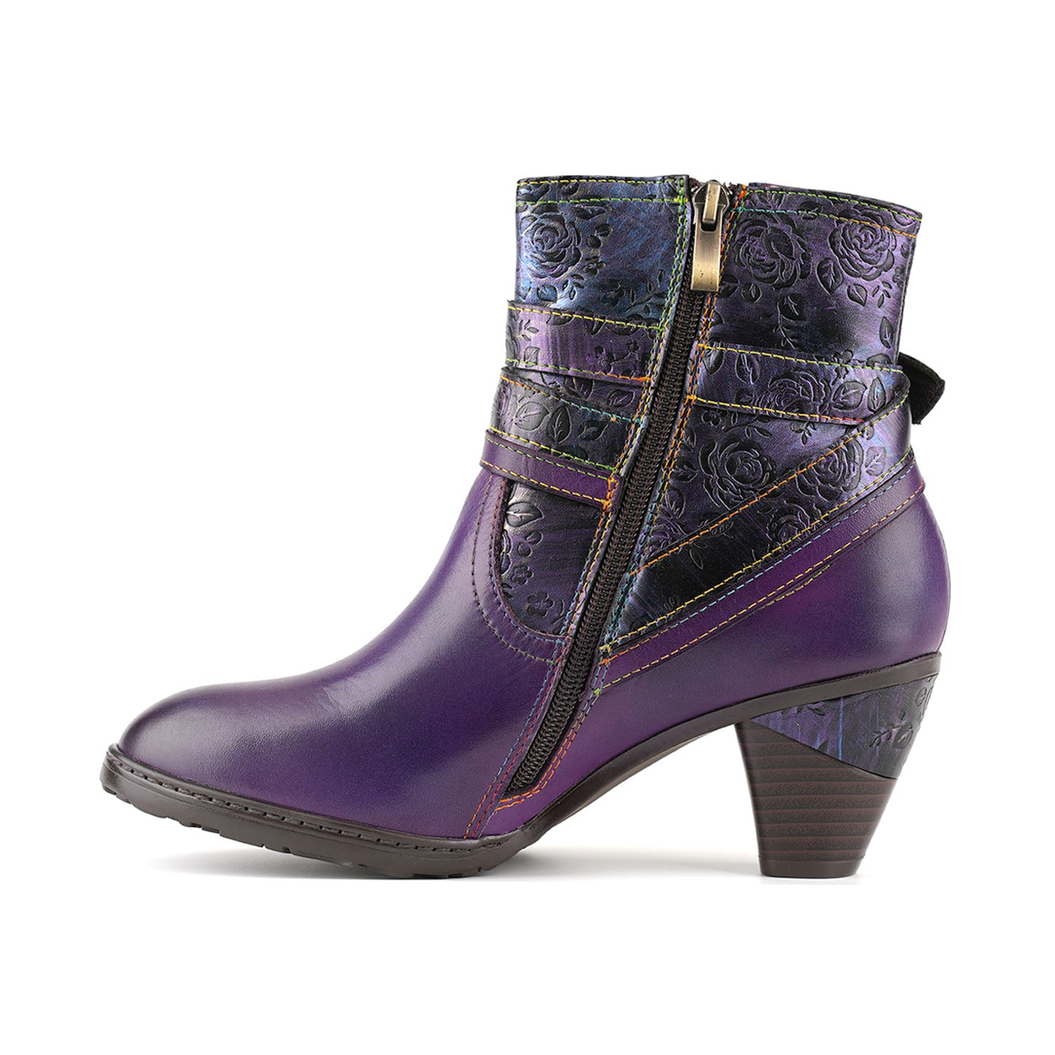 Handcrafted Rose Buckle Ankle Boots