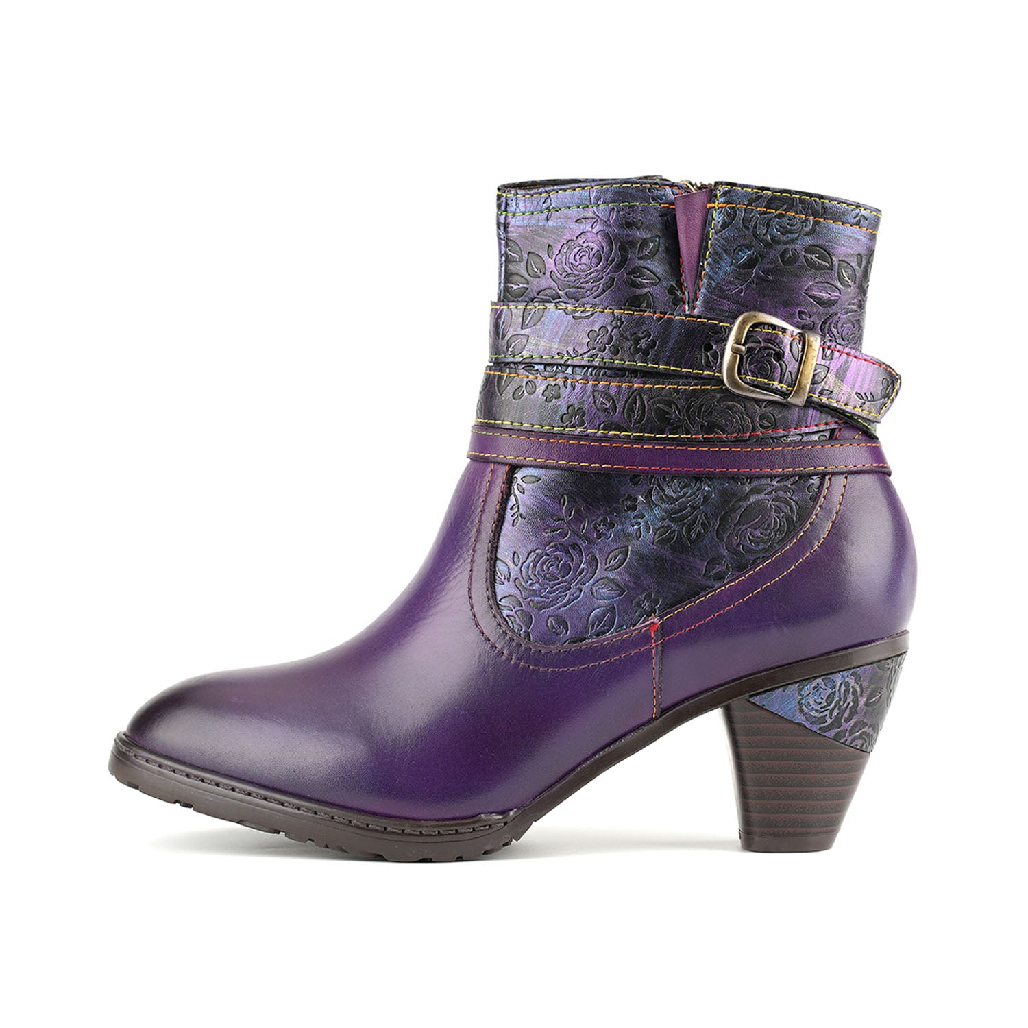 Handcrafted Rose Buckle Ankle Boots