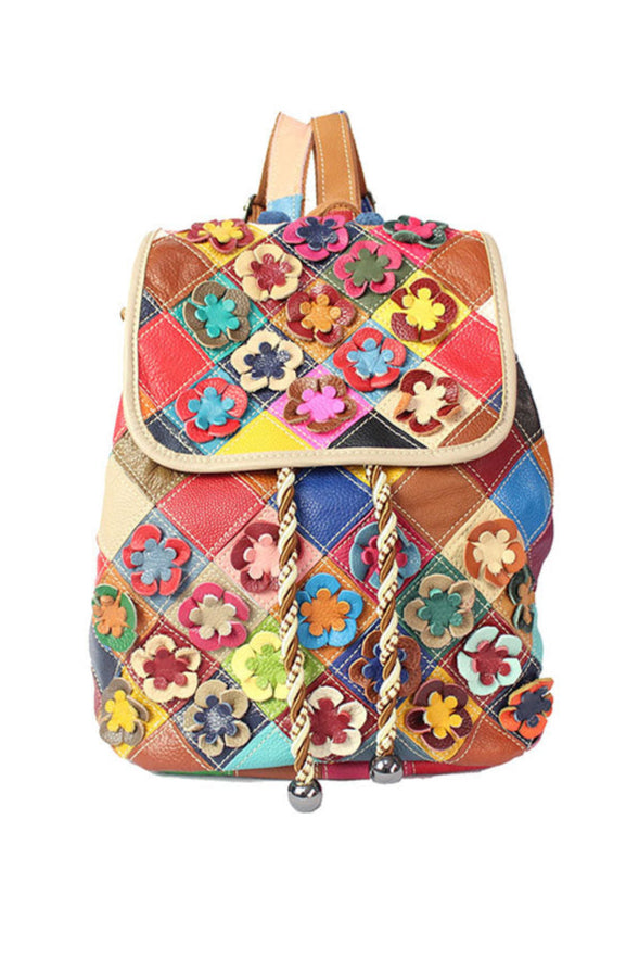 Vogue Female Floral Color Matching Fashion Backpack
