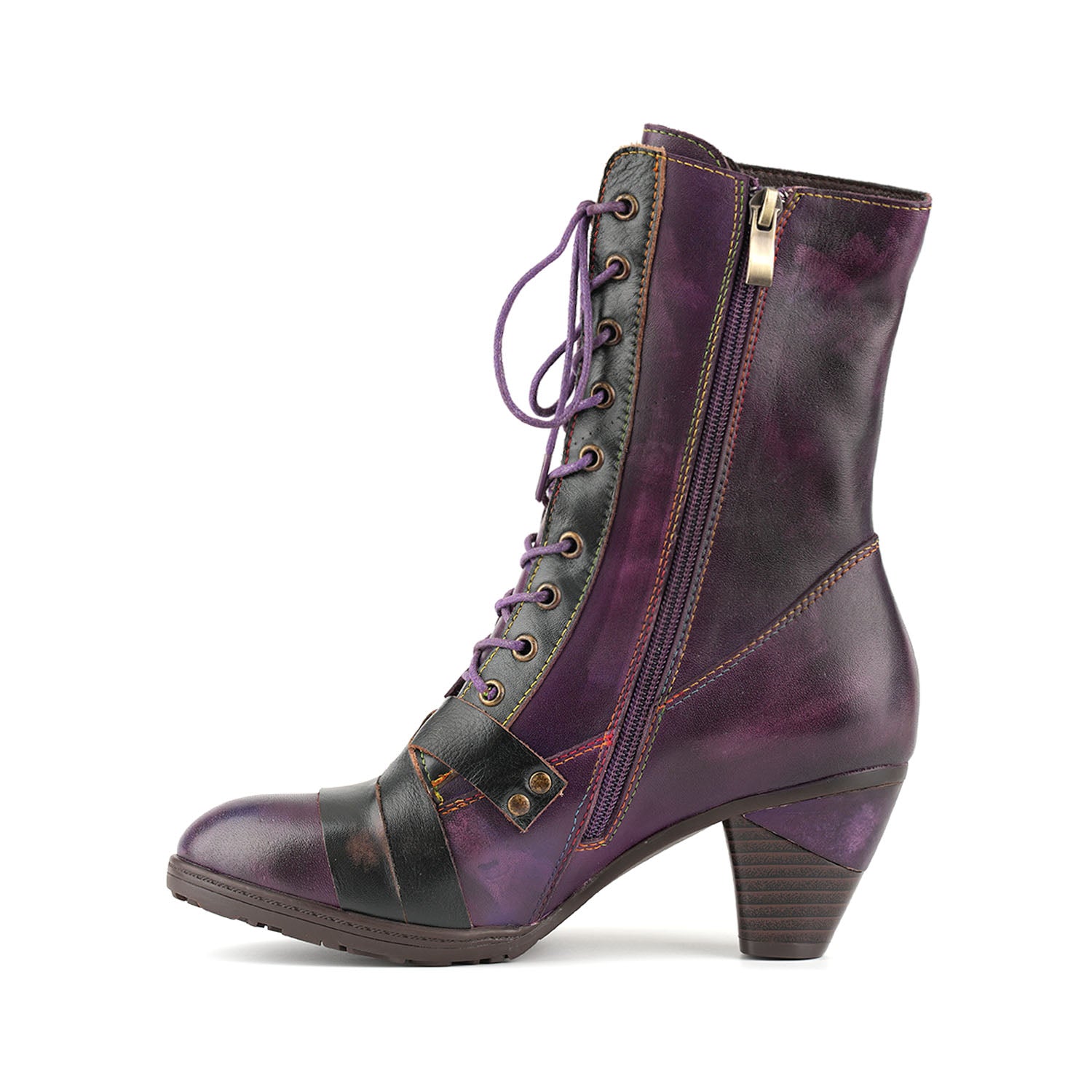 Handcrafted Mystic Warrior Lace-Up Ankle Boots