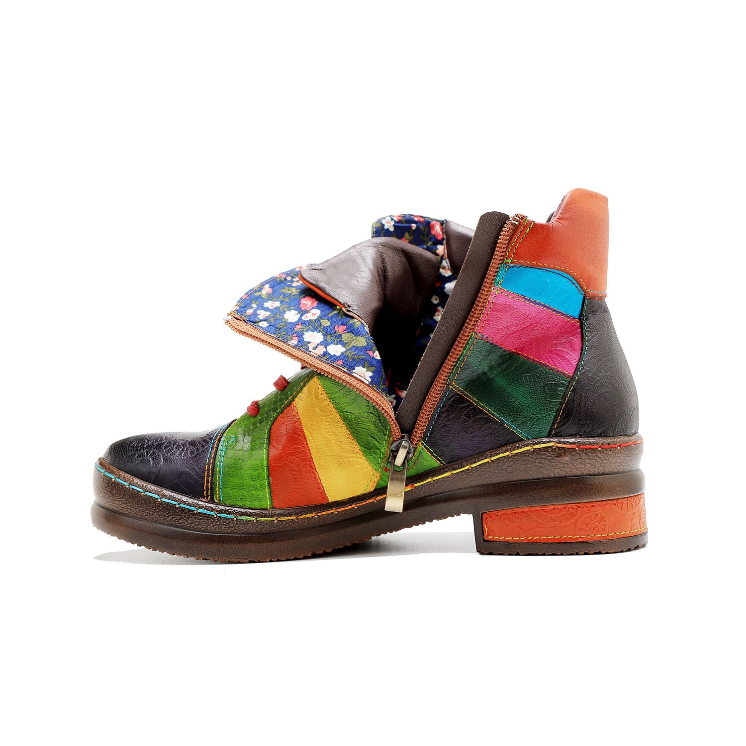 Hand-polished Rainbow Mosaic Ankle Boots