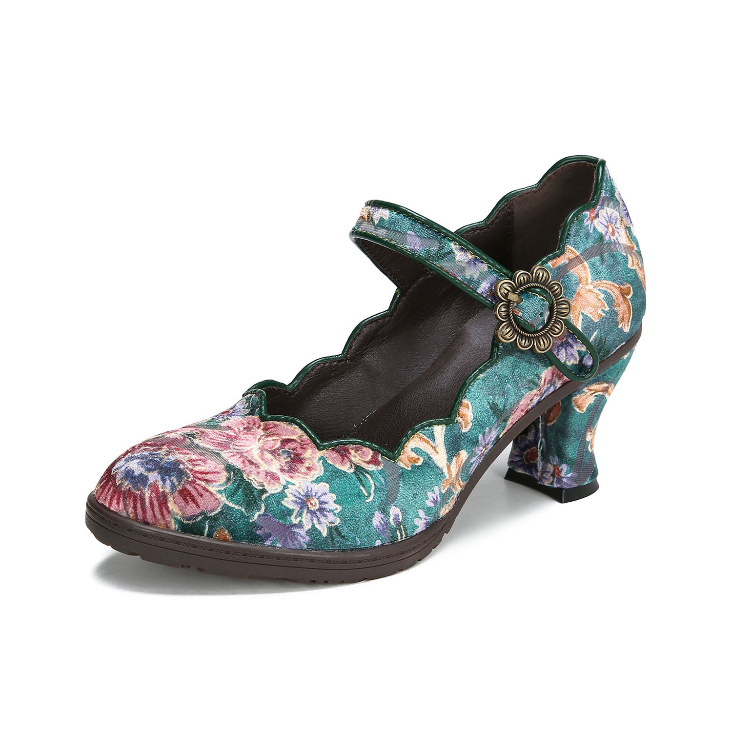 Vintage Elegance Artistic Bloom Mary Janes