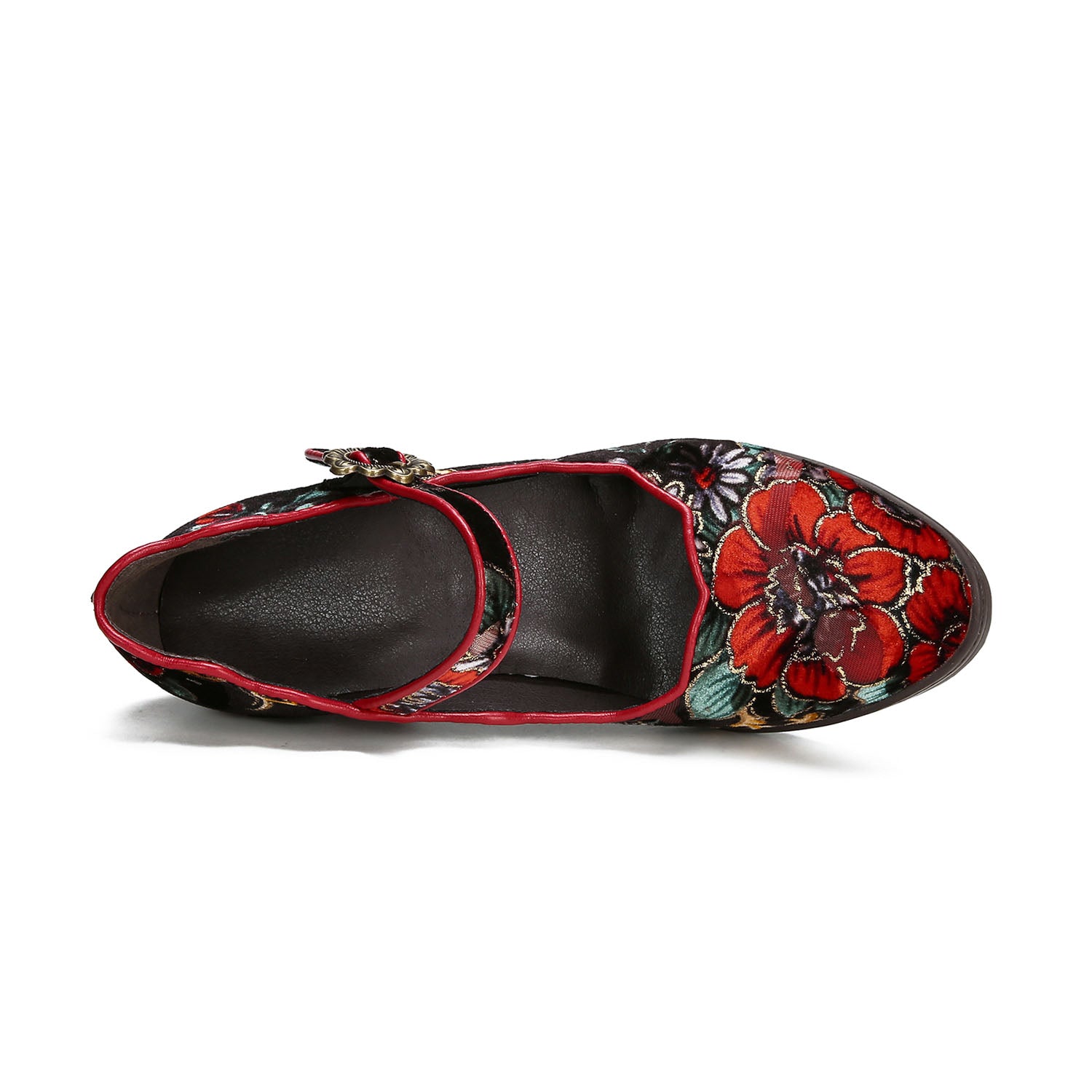 Vintage Elegance Artistic Bloom Mary Janes