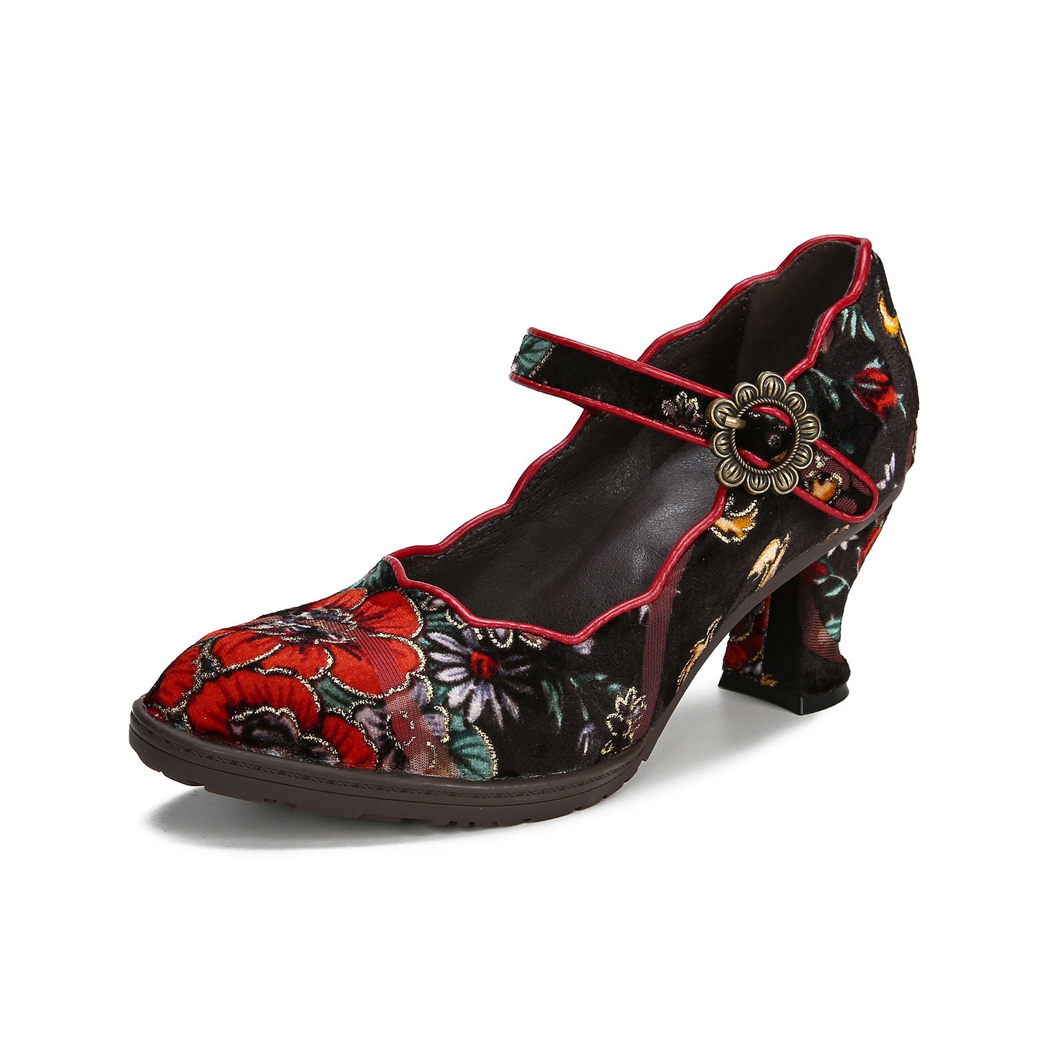Vintage Elegance Artistic Bloom Mary Janes