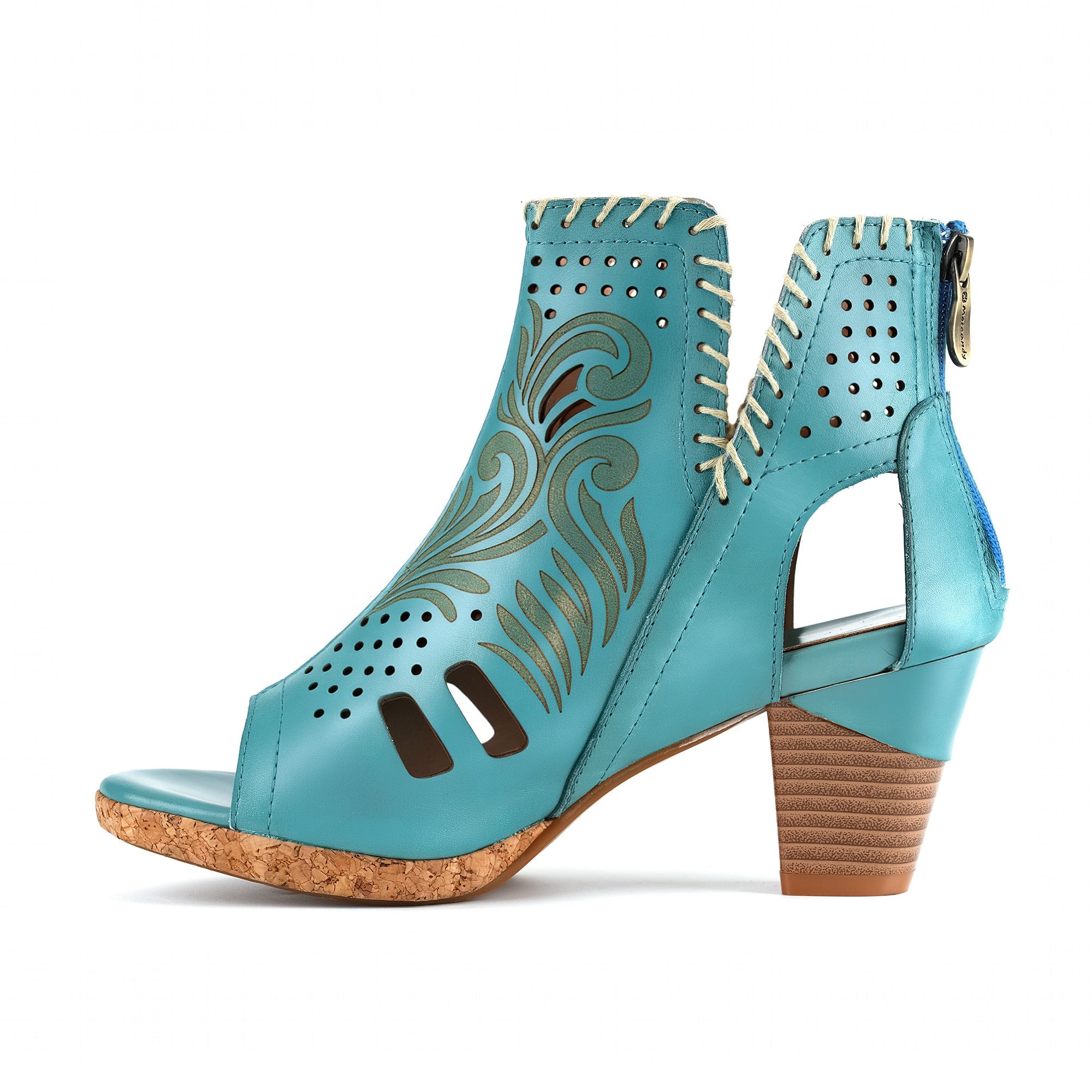 Turquoise Open-Toe Cutout Sandals