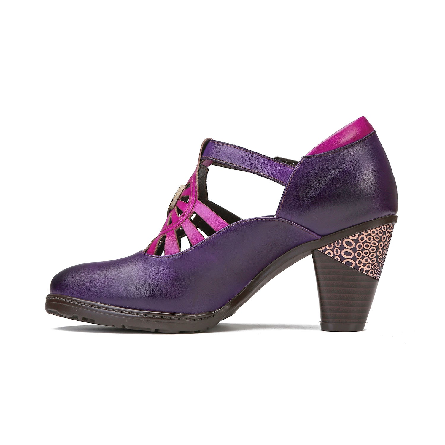 Retro Radiant Sunburst Leather Pumps
