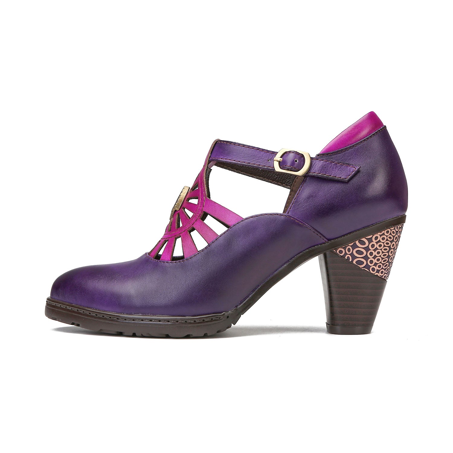 Retro Radiant Sunburst Leather Pumps