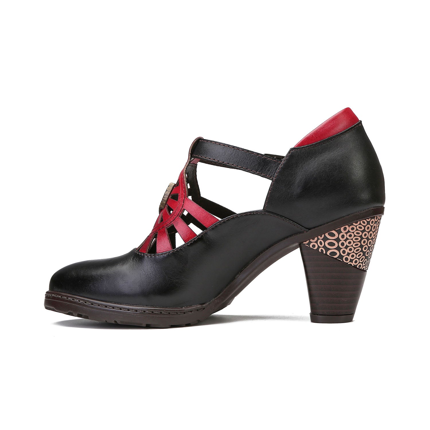 Retro Radiant Sunburst Leather Pumps