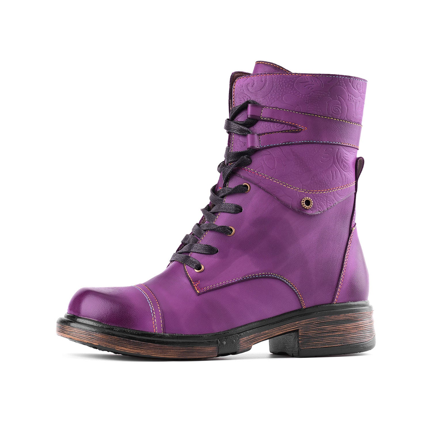 Comfortable Genuine Leather Boots With Laces And Inside Zippers