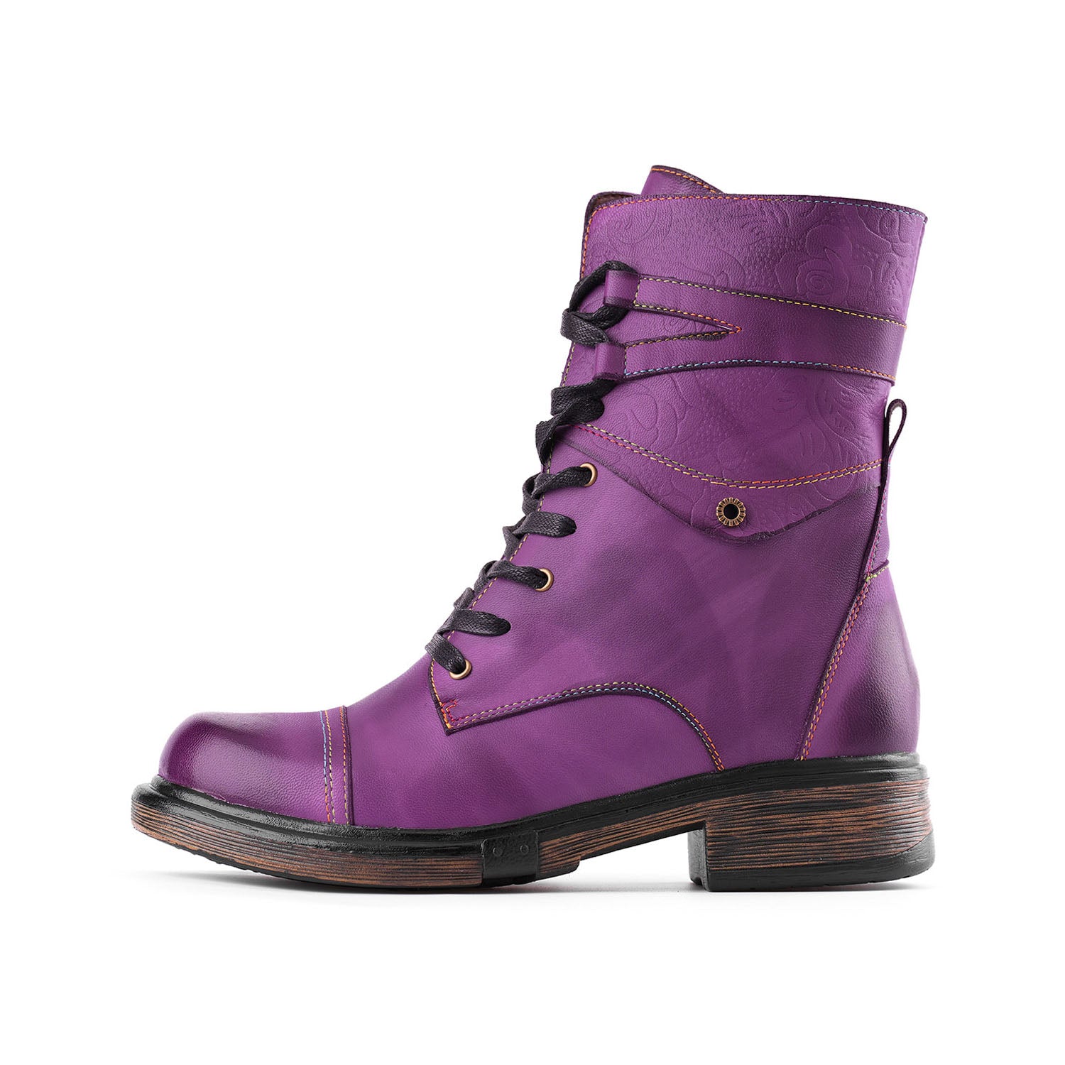Comfortable Genuine Leather Boots With Laces And Inside Zippers