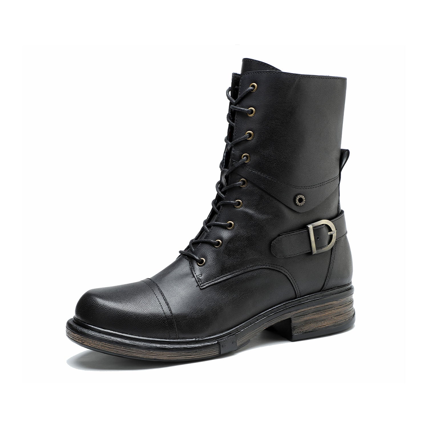 Comfortable Genuine Leather Boots With Laces And Inside Zippers