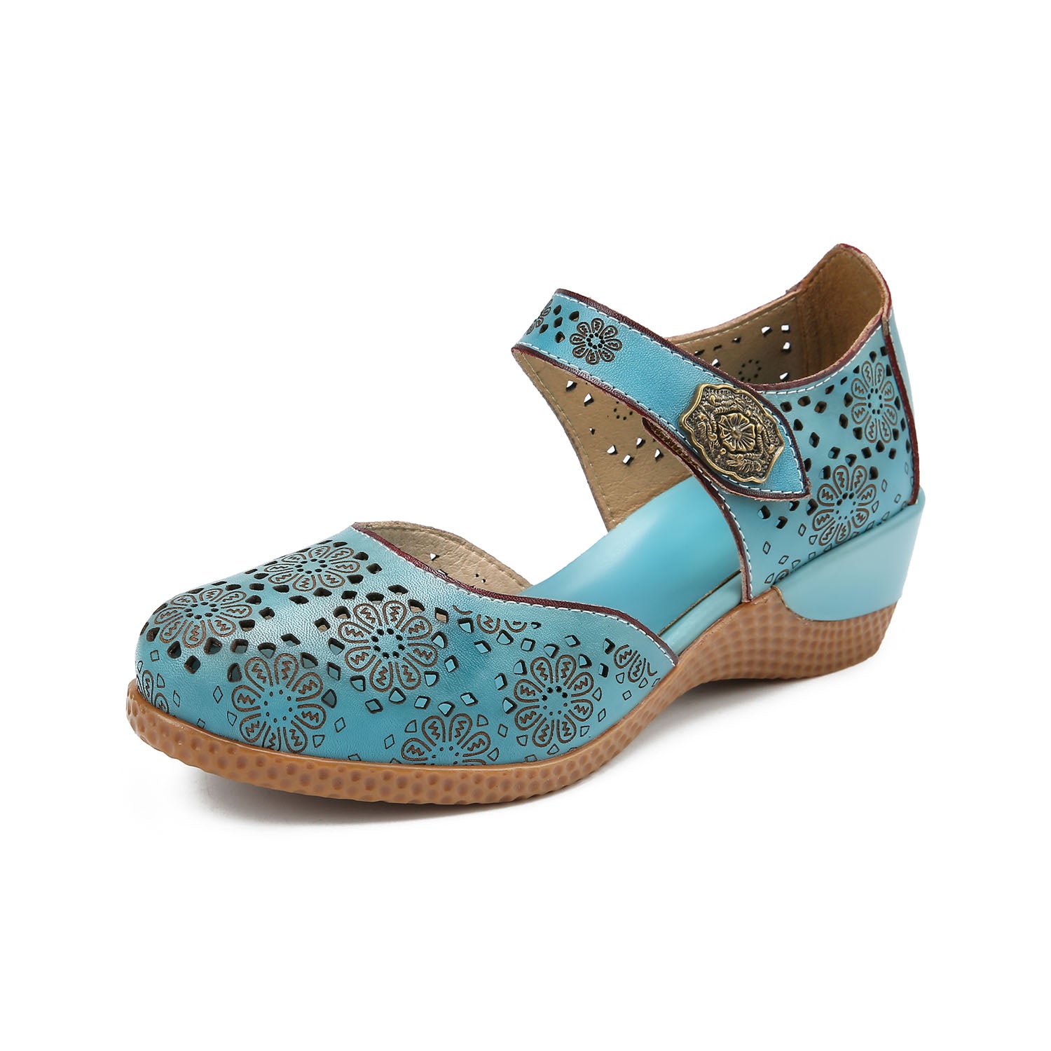 Elegance Bloom Retro Hollow Leather Shoes