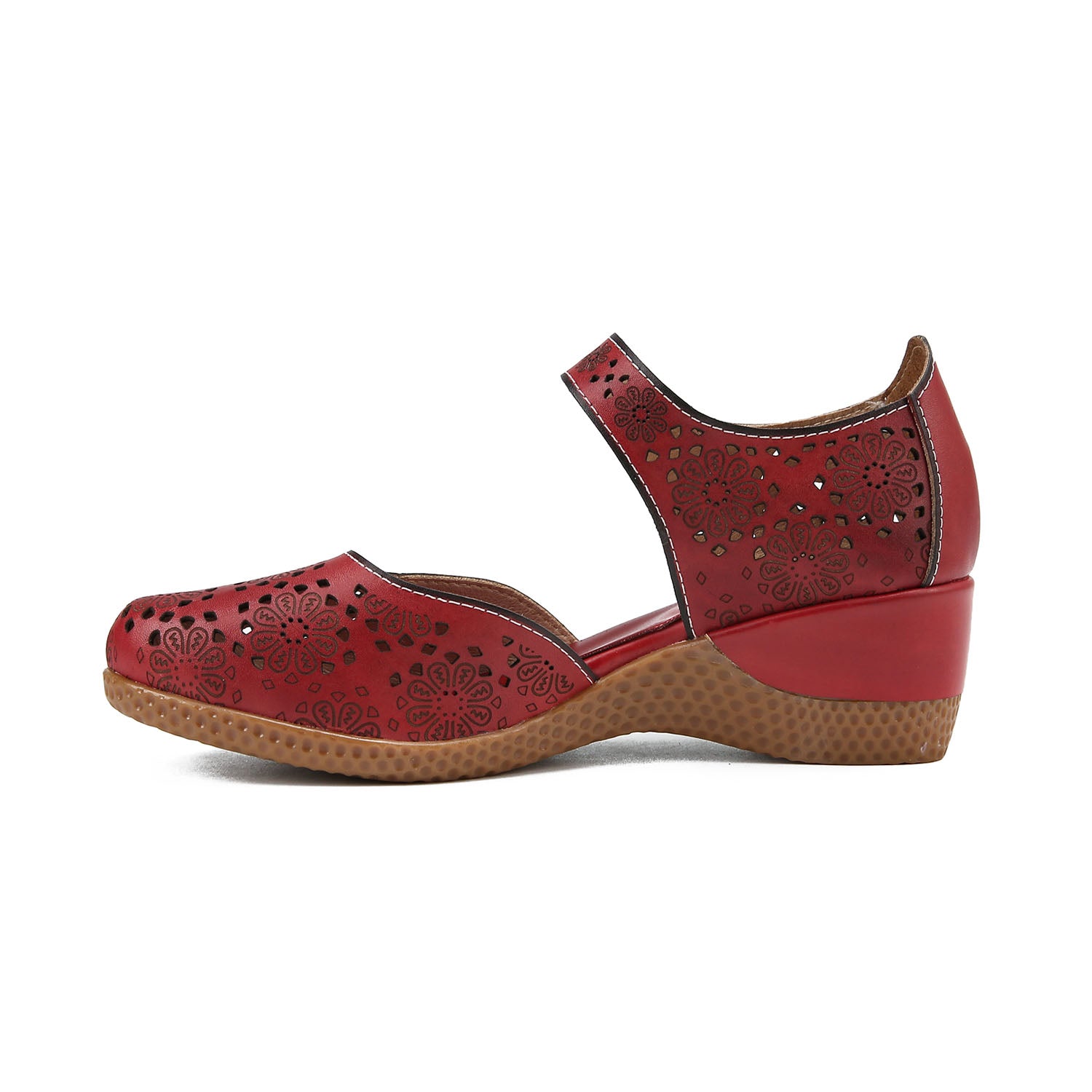 Elegance Bloom Retro Hollow Leather Shoes