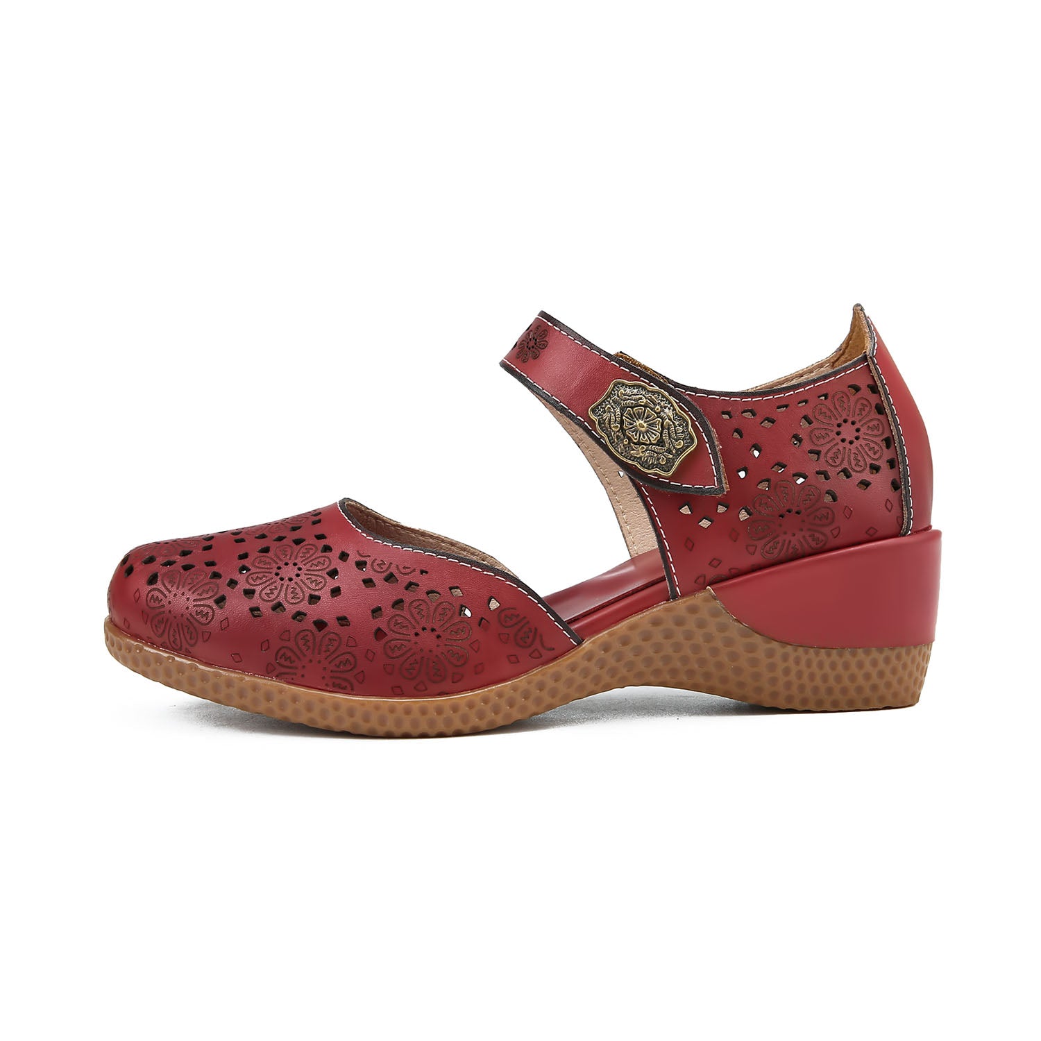 Elegance Bloom Retro Hollow Leather Shoes