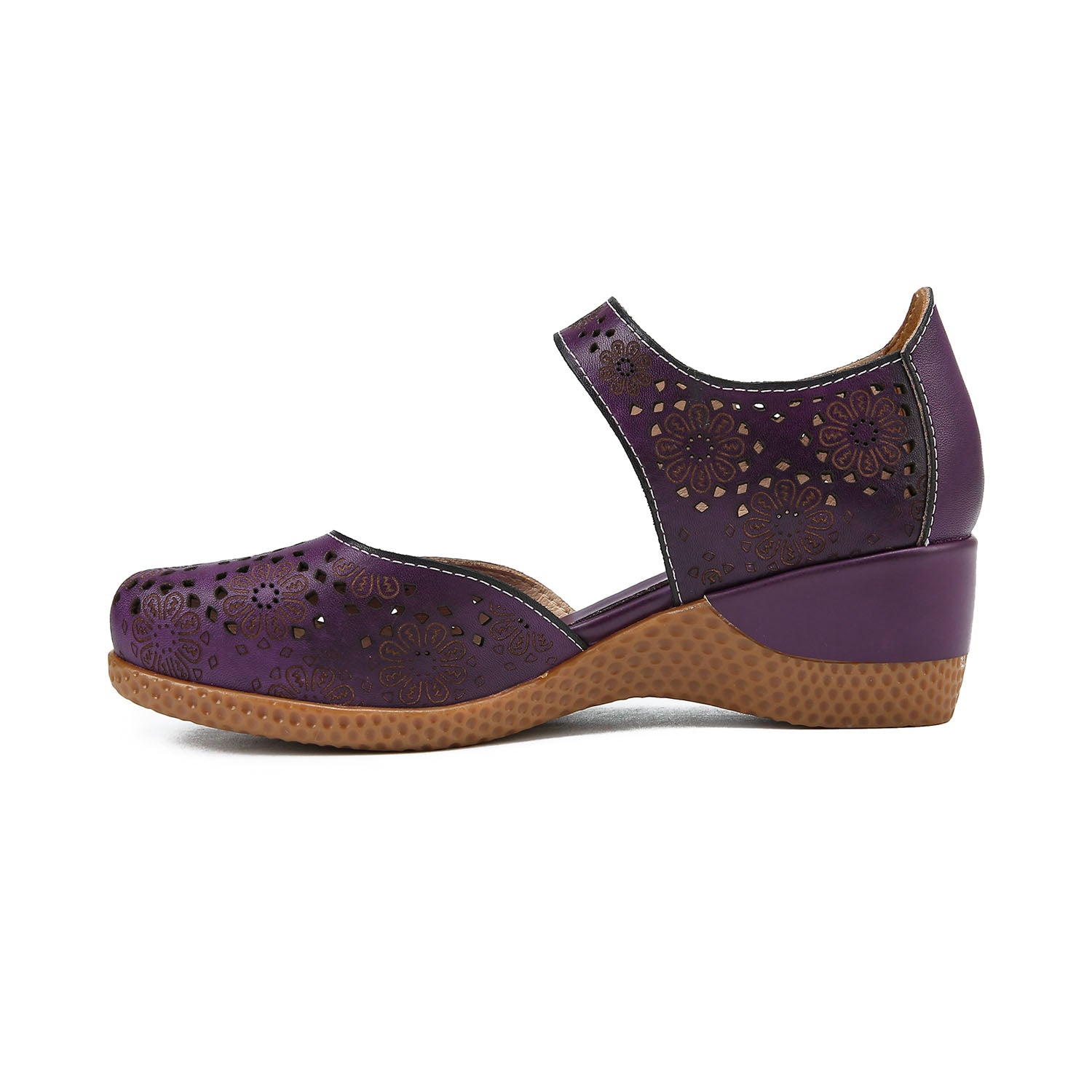 Elegance Bloom Retro Hollow Leather Shoes