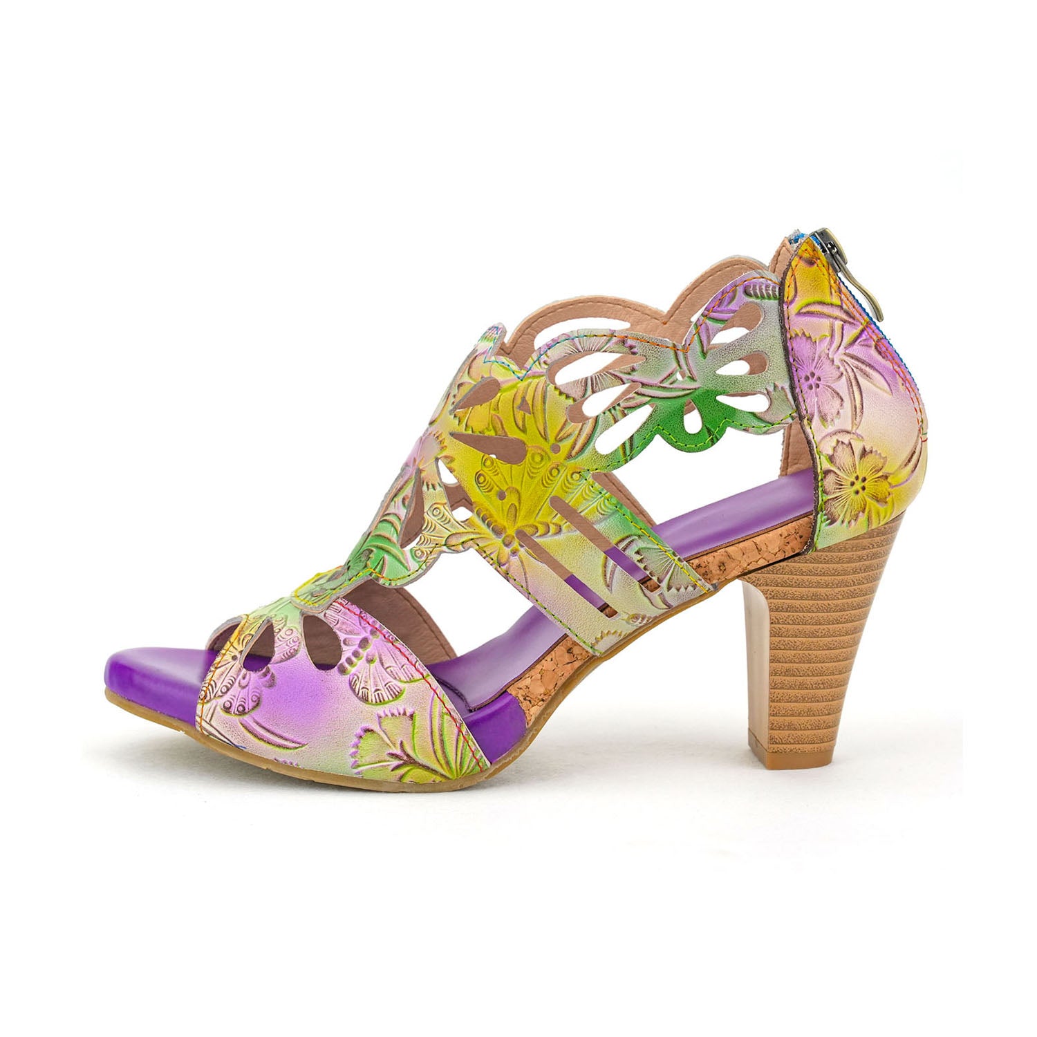 Butterfly Bloom Hand-Painted Leather Sandals