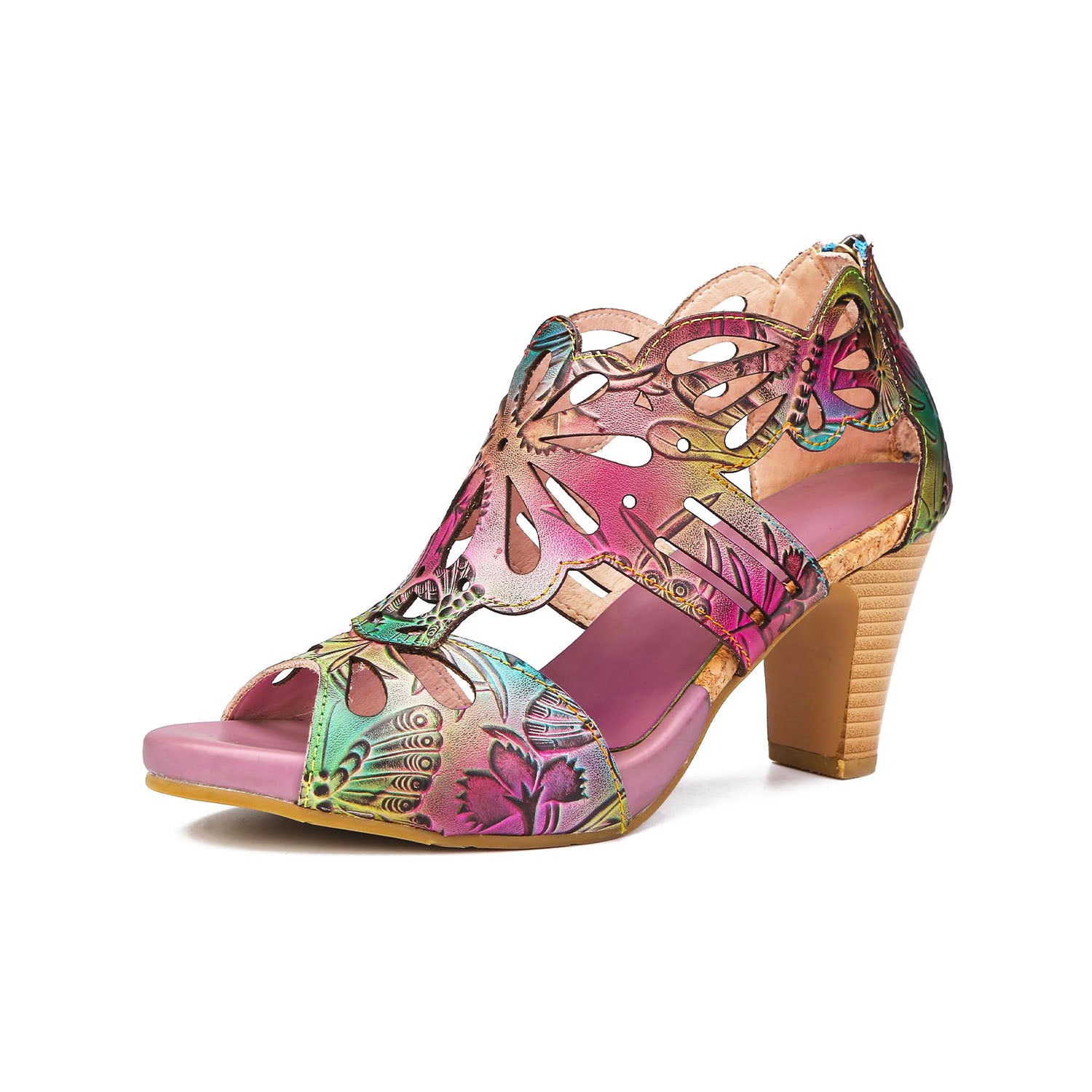 Butterfly Bloom Hand-Painted Leather Sandals