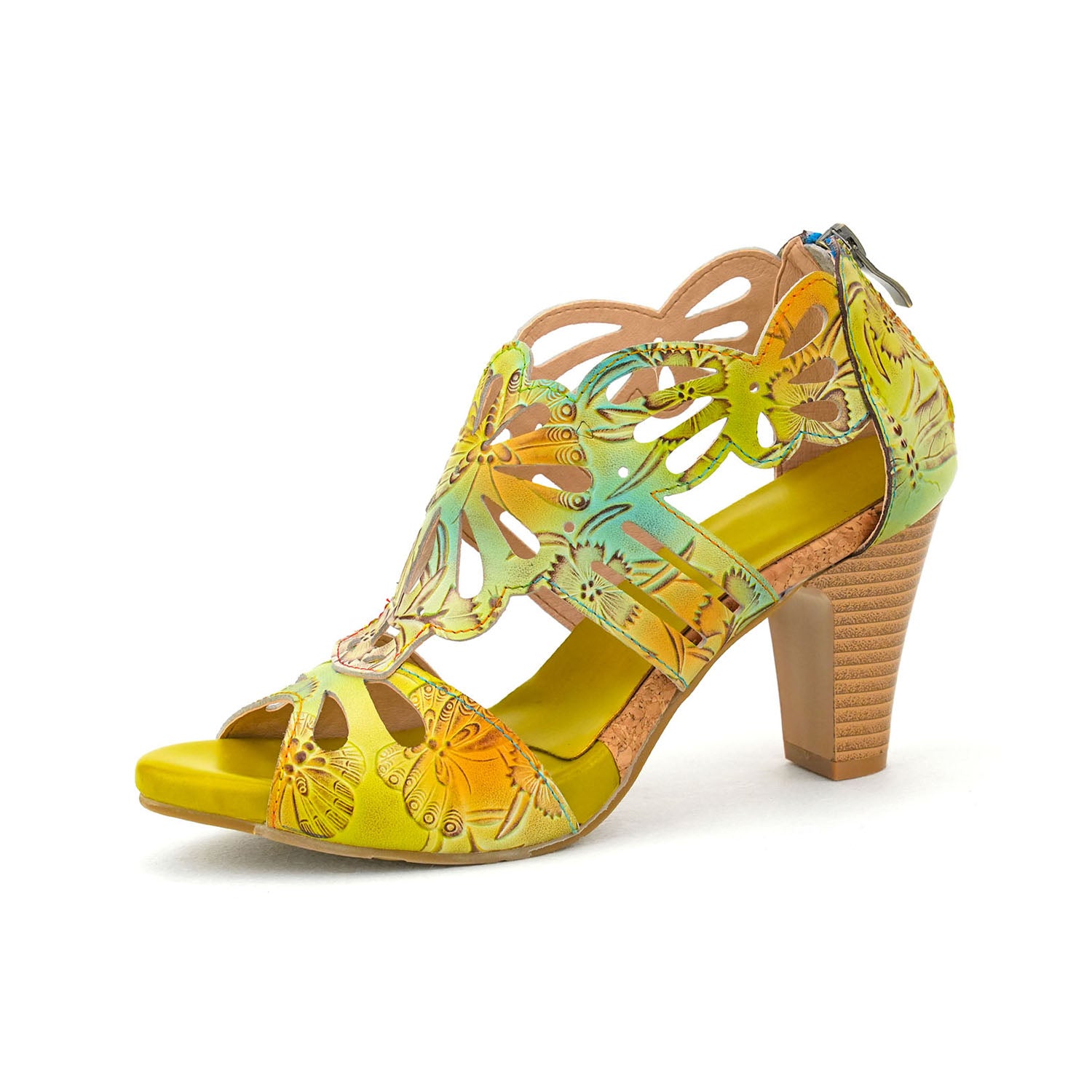 Butterfly Bloom Hand-Painted Leather Sandals