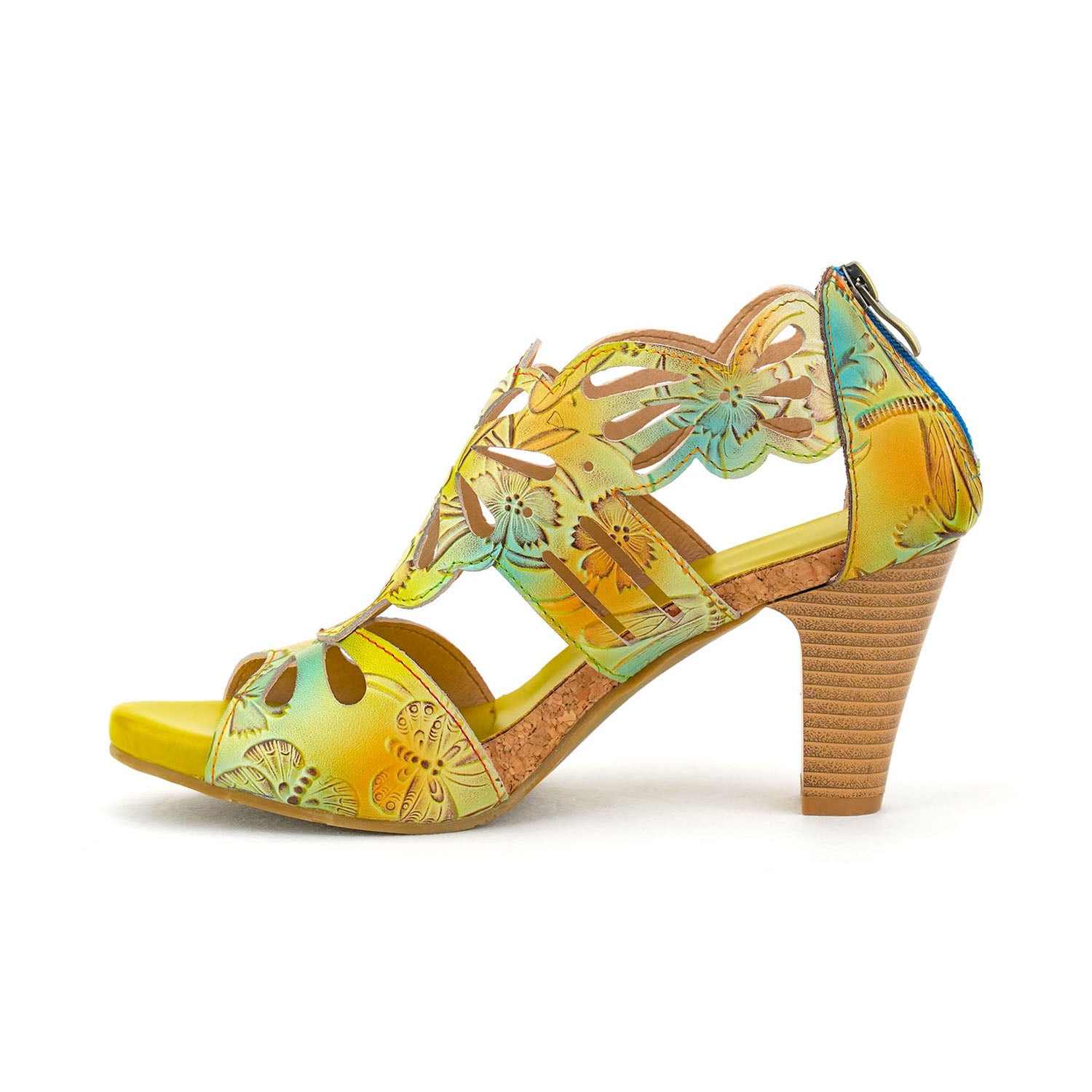 Butterfly Bloom Hand-Painted Leather Sandals
