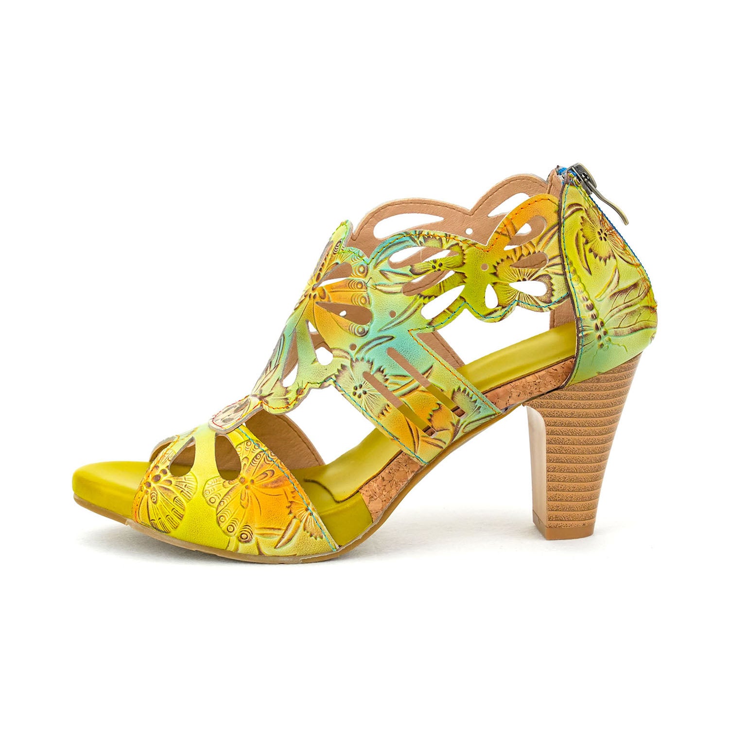 Butterfly Bloom Hand-Painted Leather Sandals
