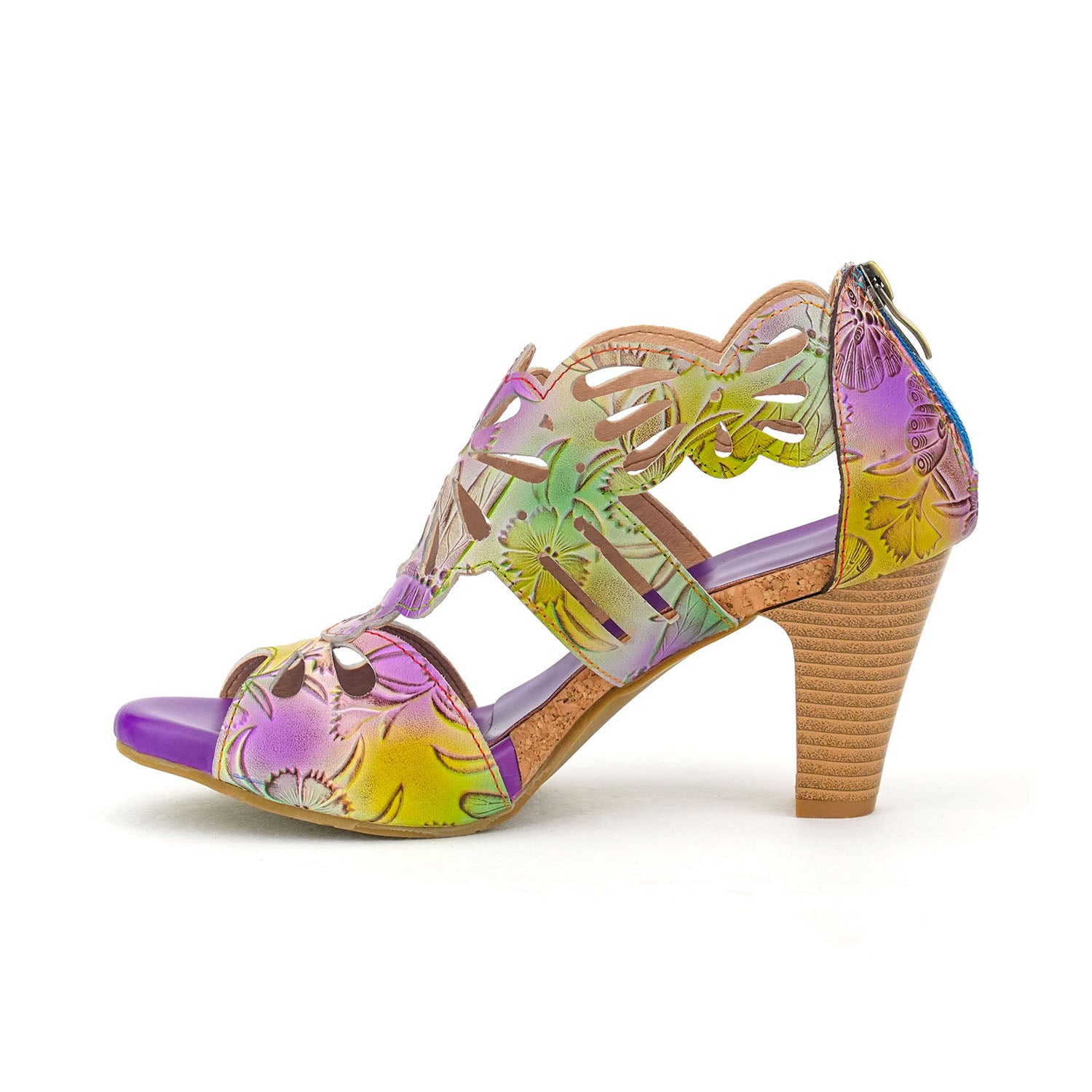 Butterfly Bloom Hand-Painted Leather Sandals