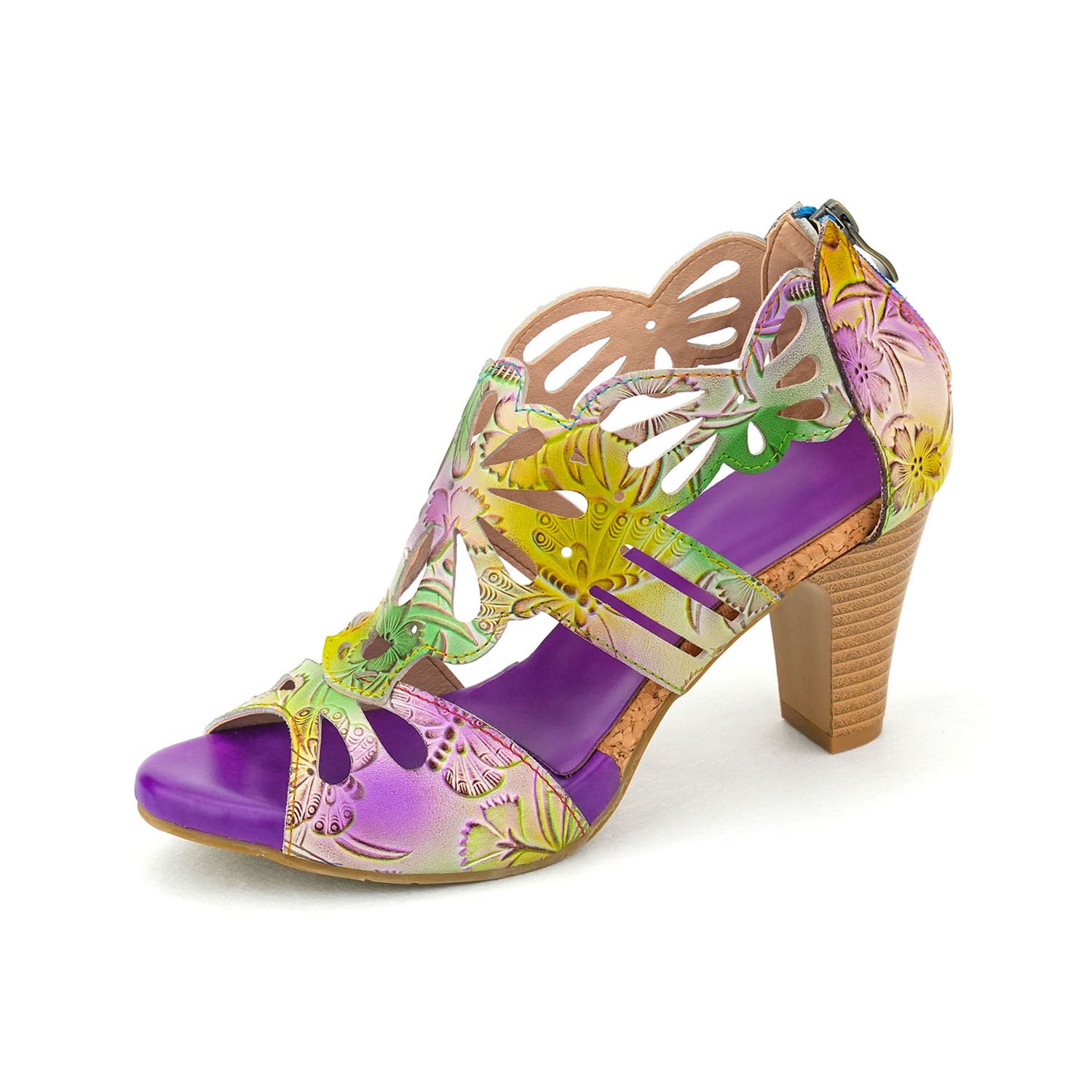 Butterfly Bloom Hand-Painted Leather Sandals