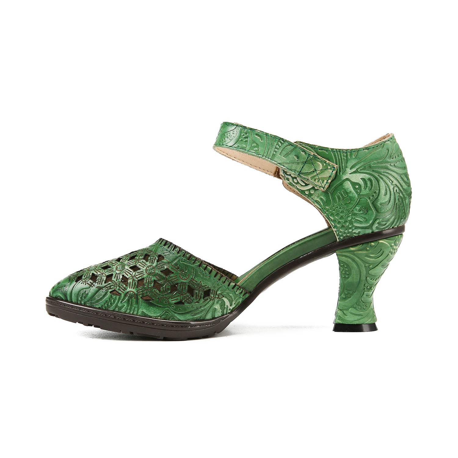 Floral Grace Embossed Retro Sandals
