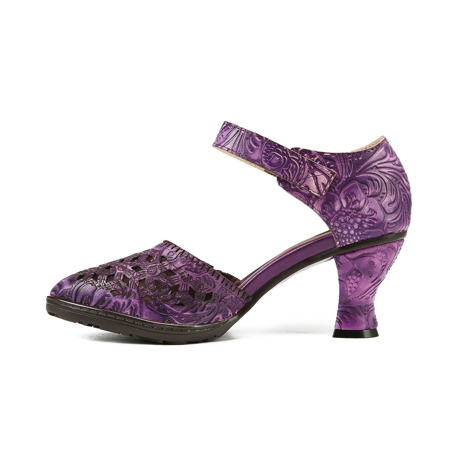 Floral Grace Embossed Retro Sandals