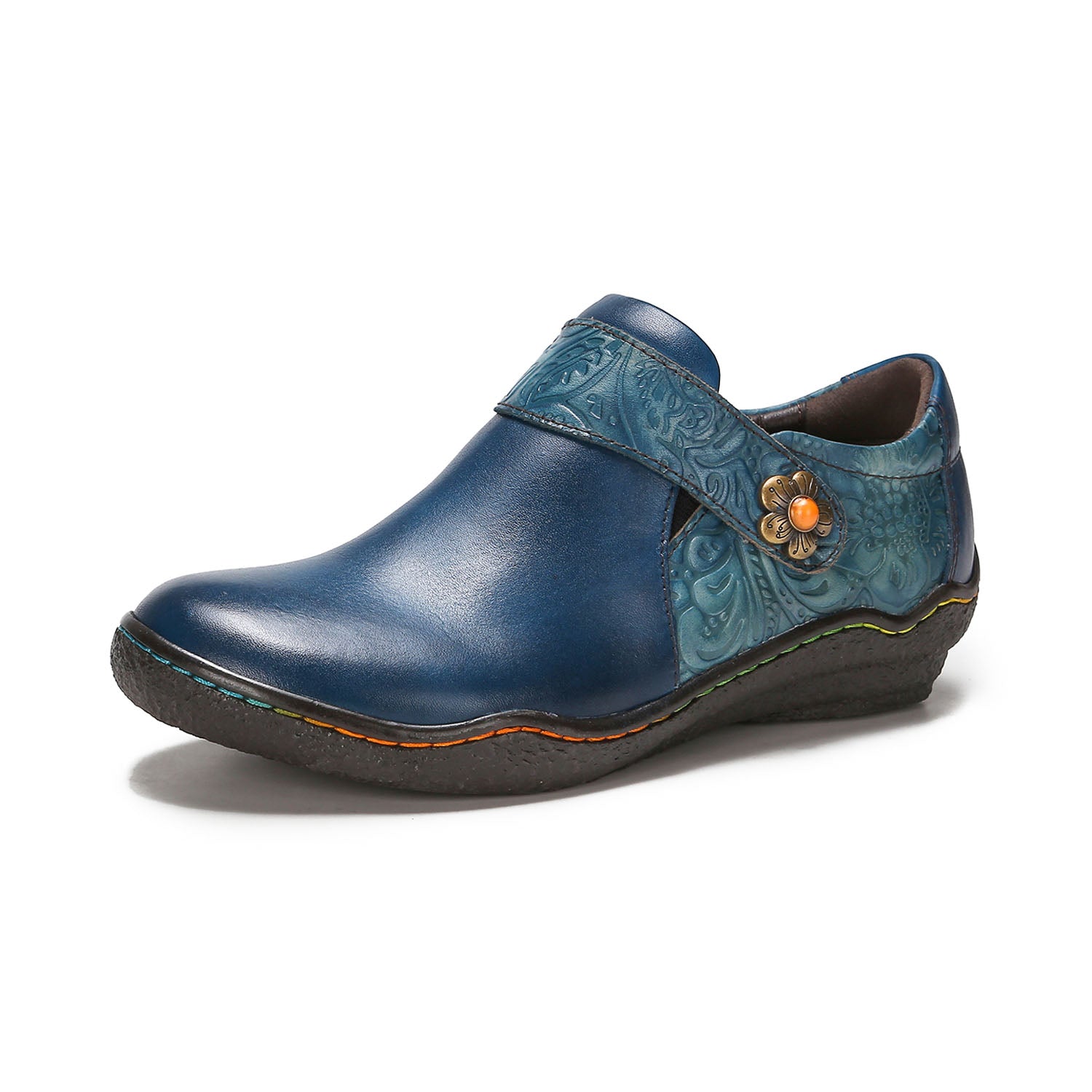 Vintage Bloom Embossed Comfort Loafers