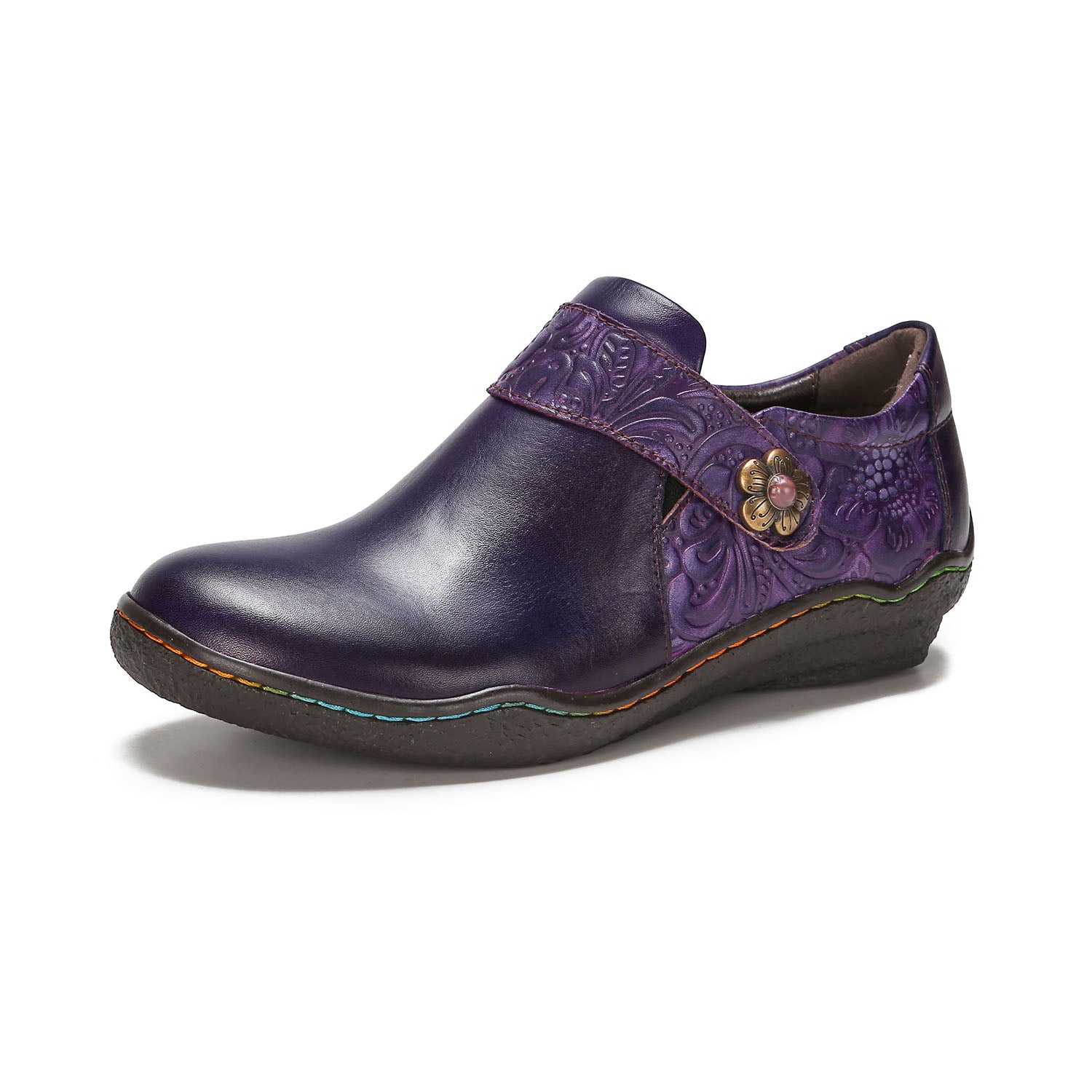 Vintage Bloom Embossed Comfort Loafers