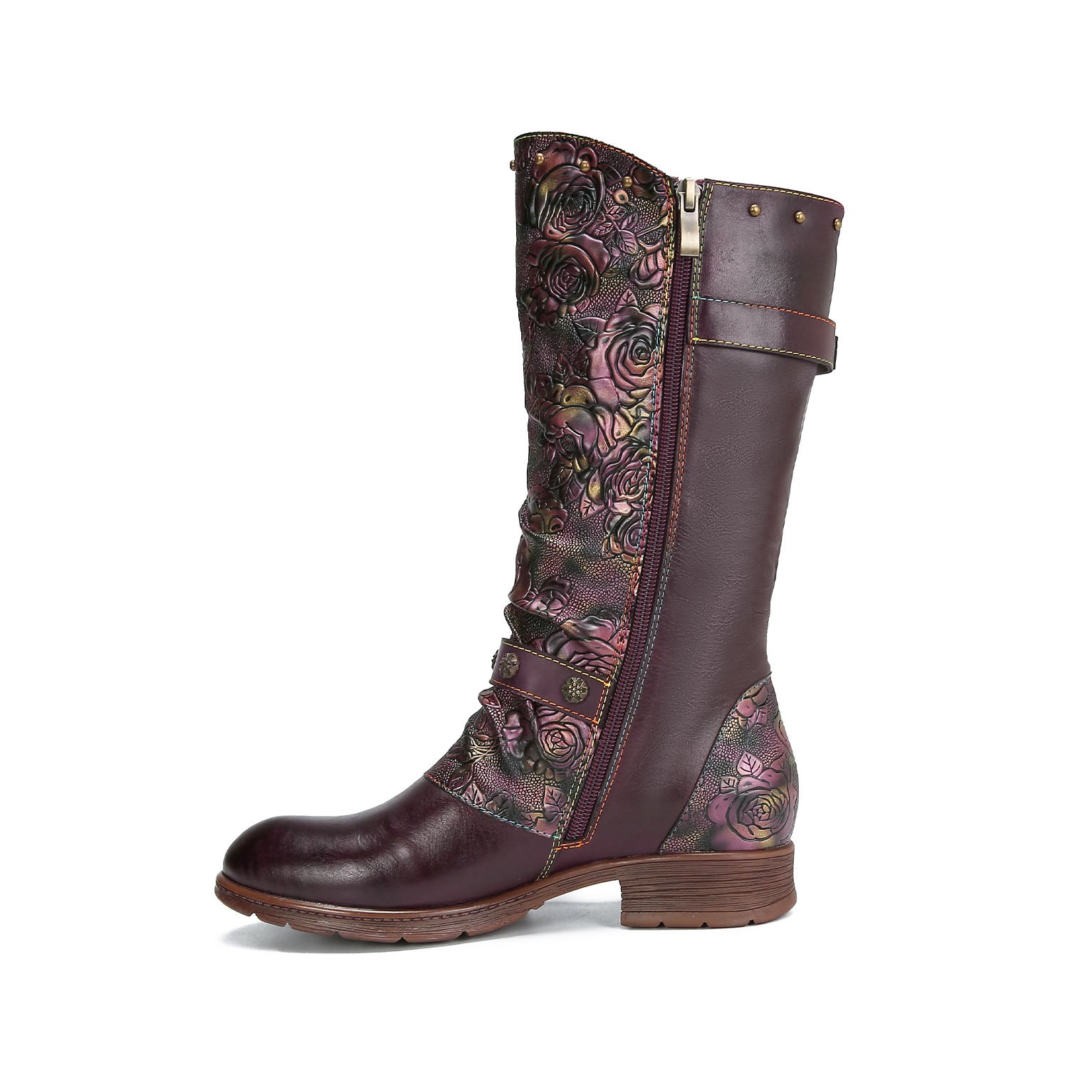 Retro Painted Buckle Blooming Grace Boots