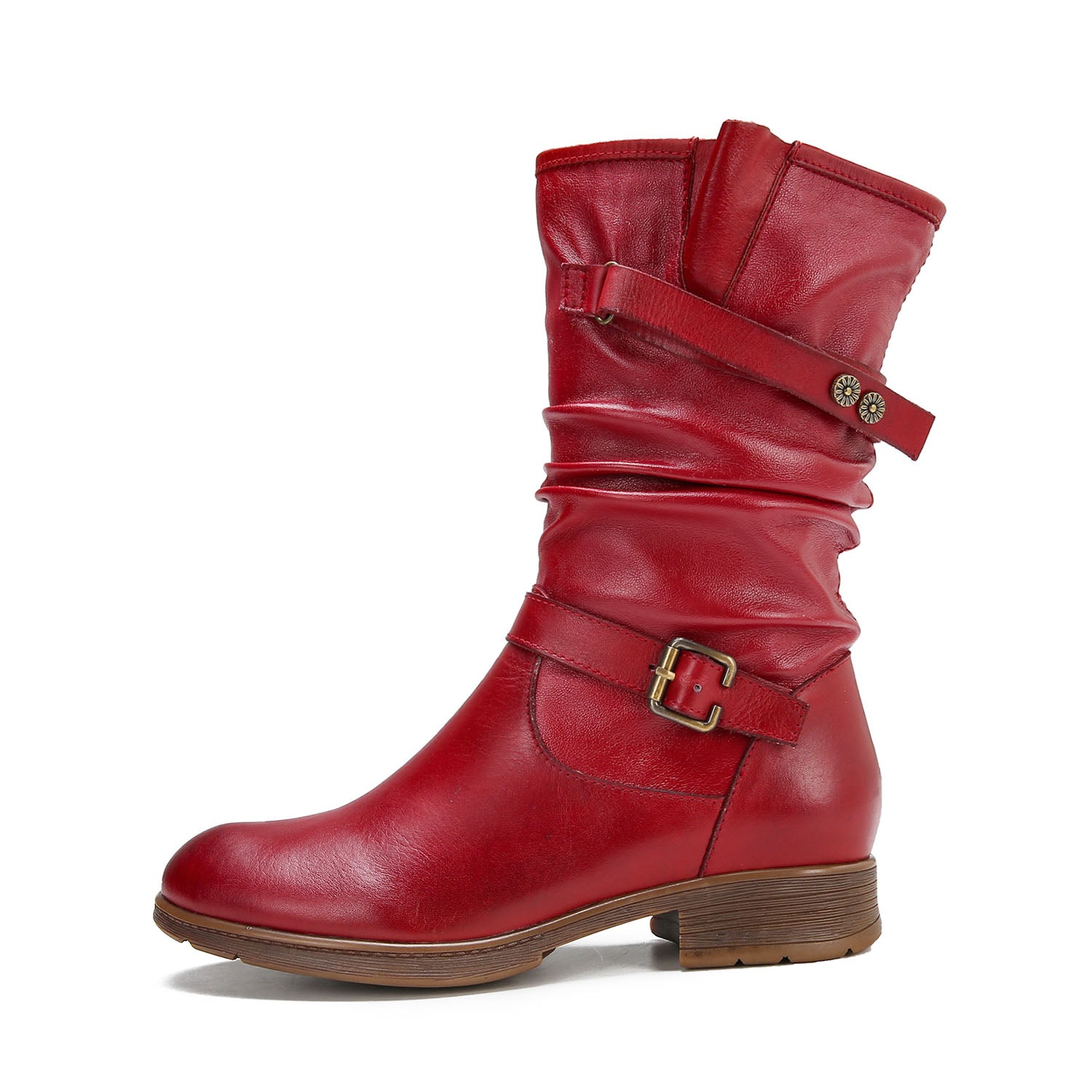Retro Handmade Creased Leather Charm Boots