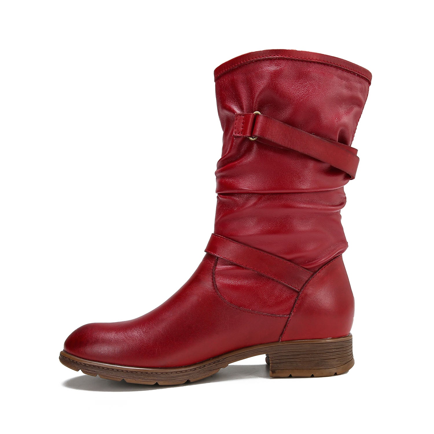 Retro Handmade Creased Leather Charm Boots