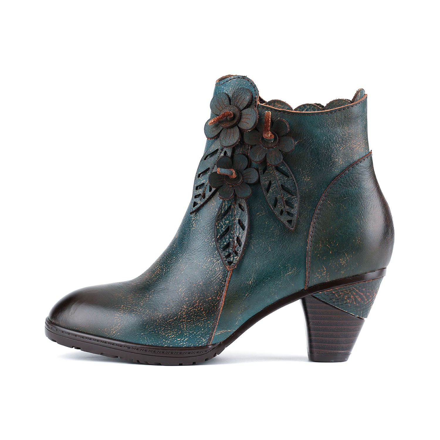 BloomCraft Artisan Floral Leather Ankle Boots