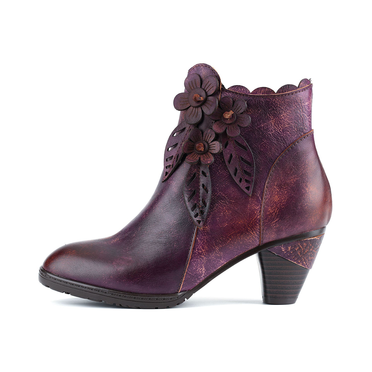 BloomCraft Artisan Floral Leather Ankle Boots
