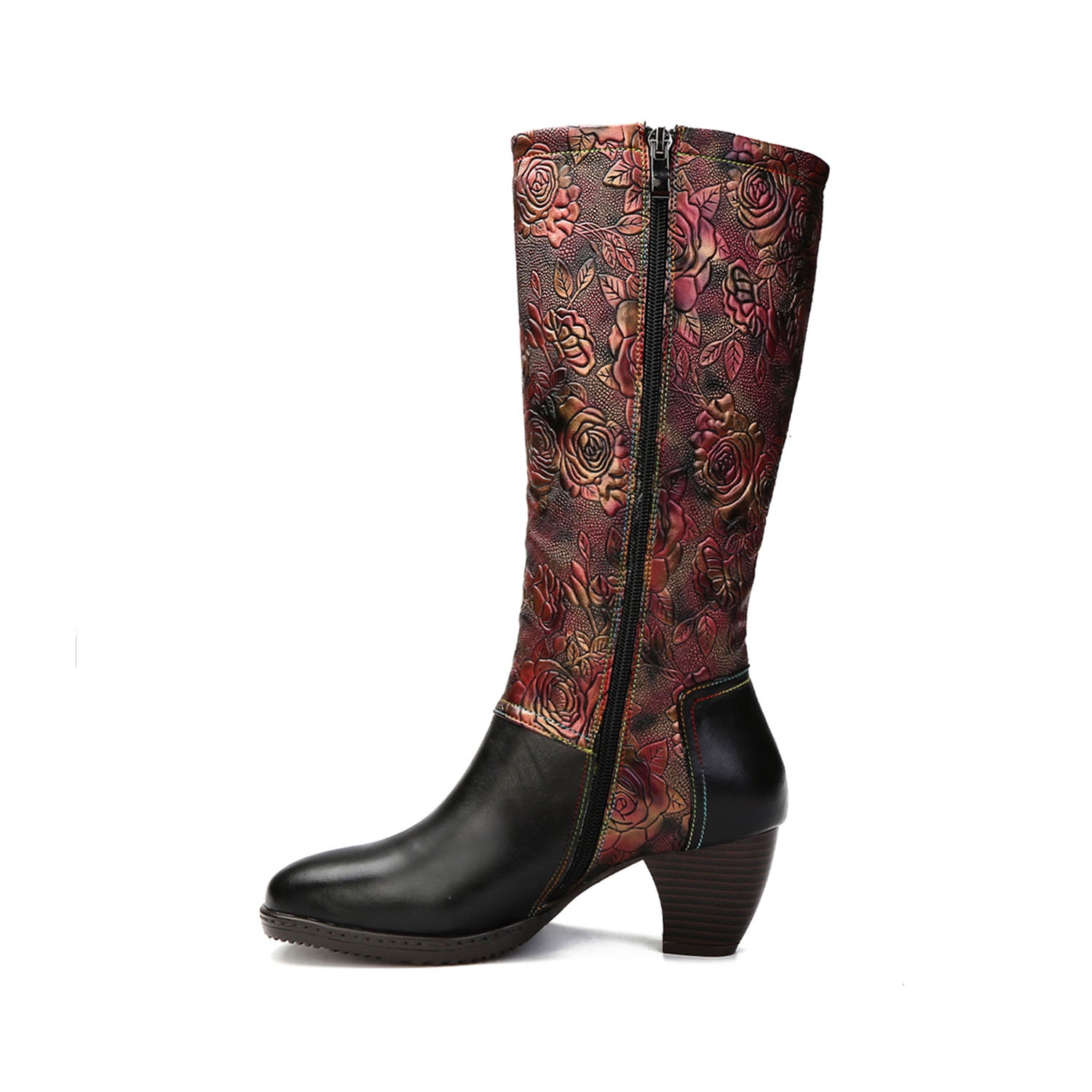Retro Printed Rose Elegance Boots