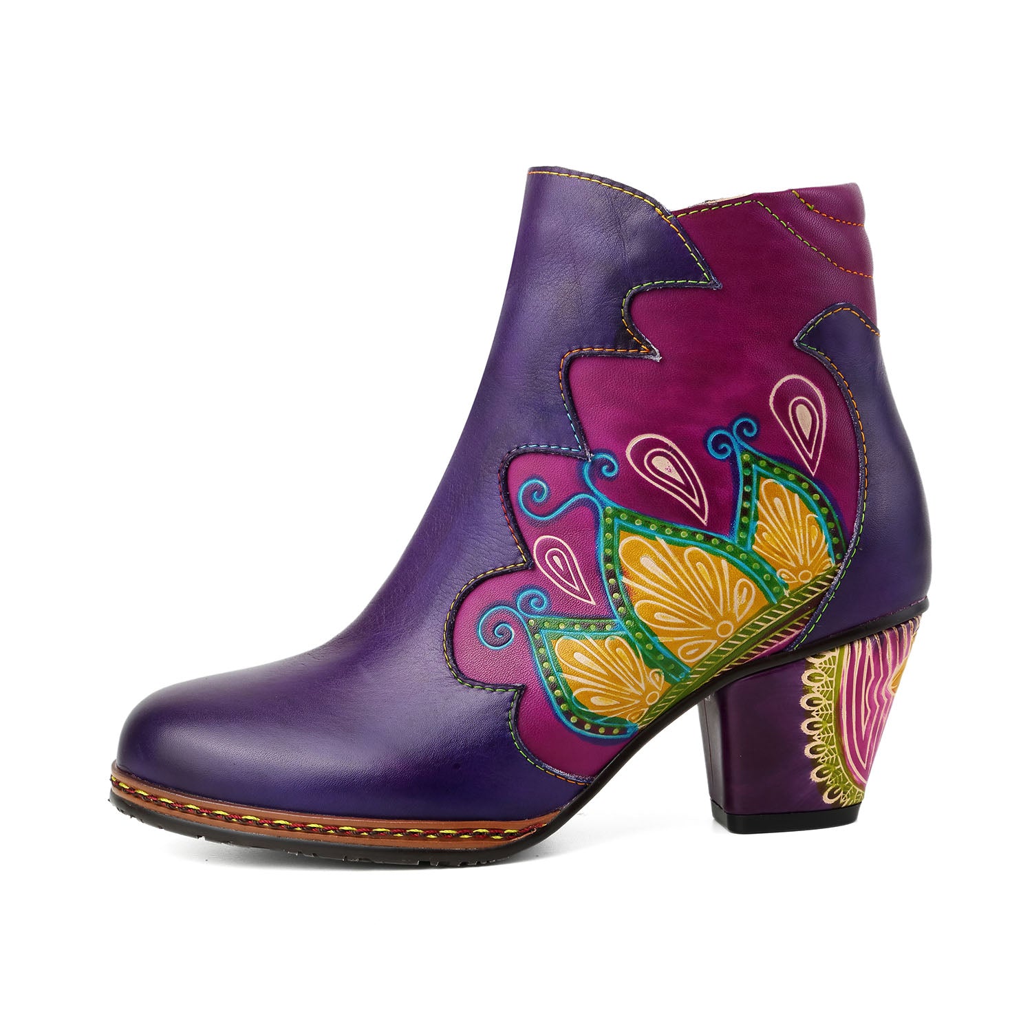 Blooming Elegance Handcrafted Ankle Boots