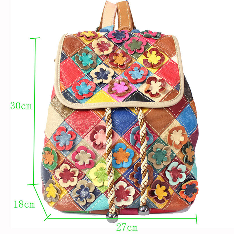 Vogue Female Floral Color Matching Fashion Backpack