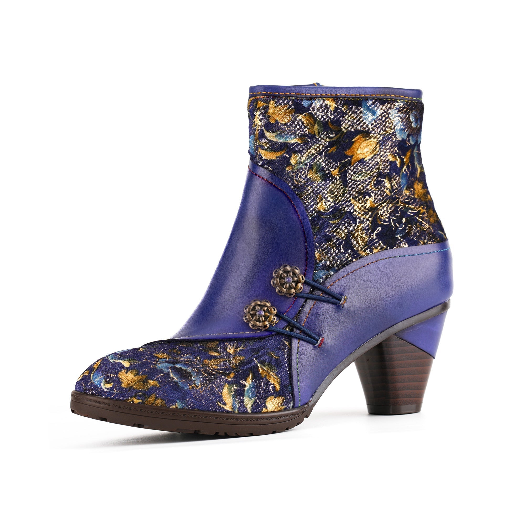 Metcandy Handmade Leather Bloom Ankle Boots