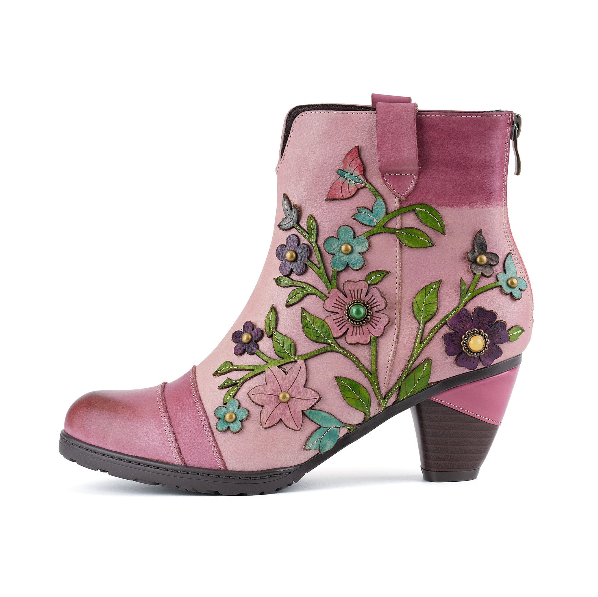 Grace Blossom Pink Ankle Boots
