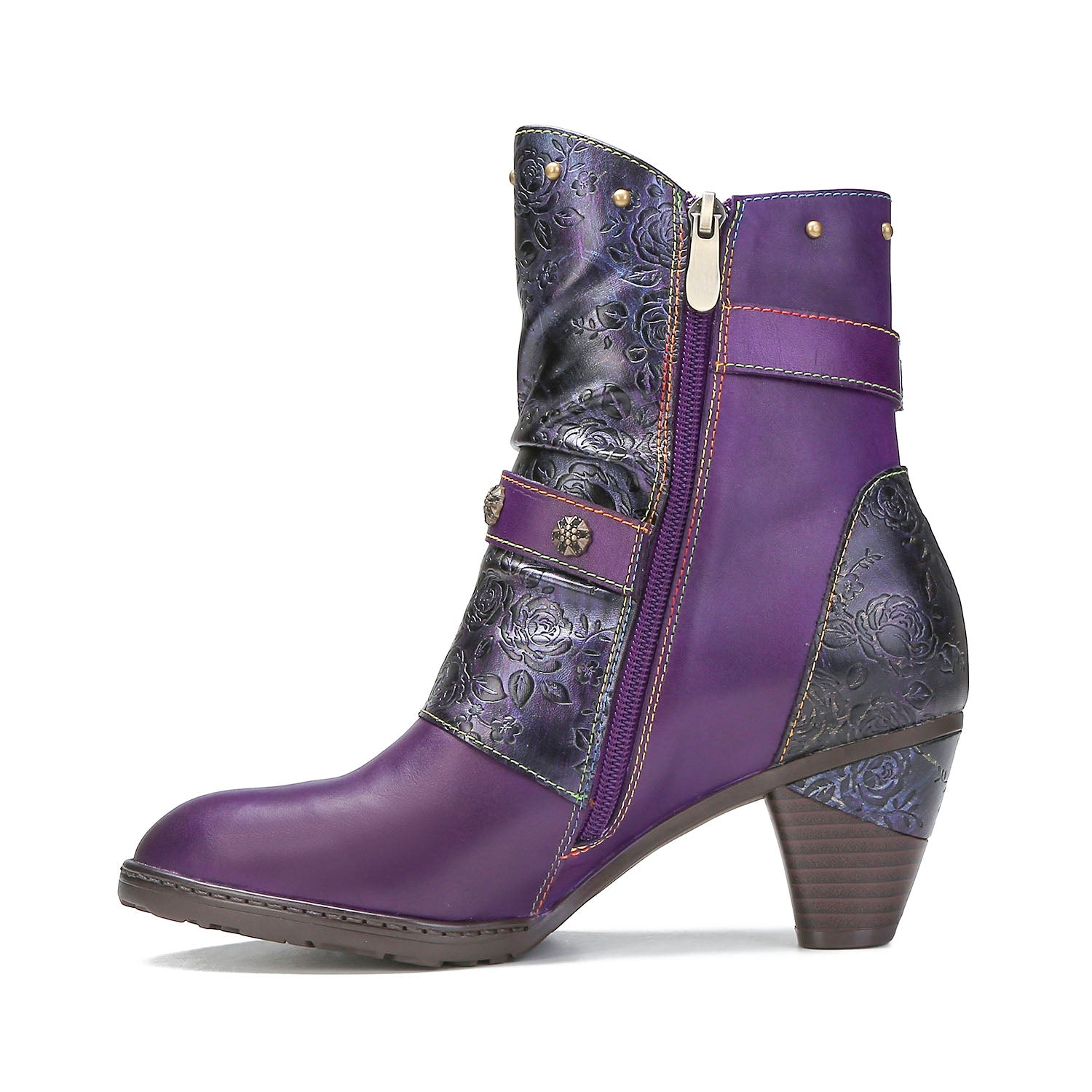 Retro Painted Genuine Leather Clasp Ankle Boots