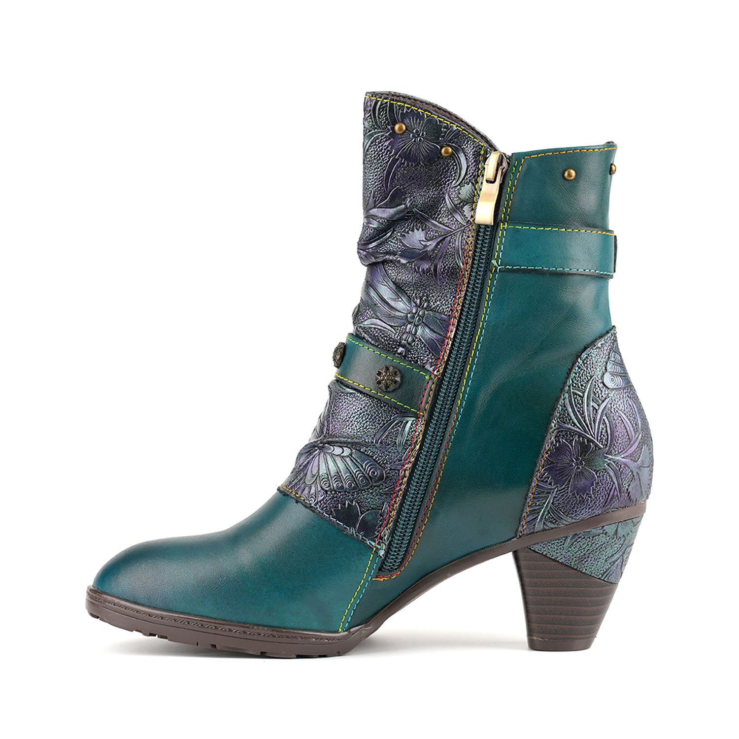 Retro Painted Genuine Leather Clasp Ankle Boots