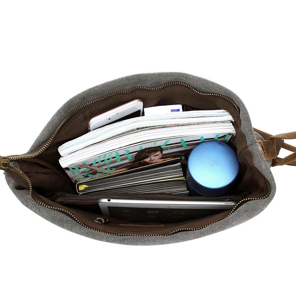 Women Canvas And Leather Crossbody Bag