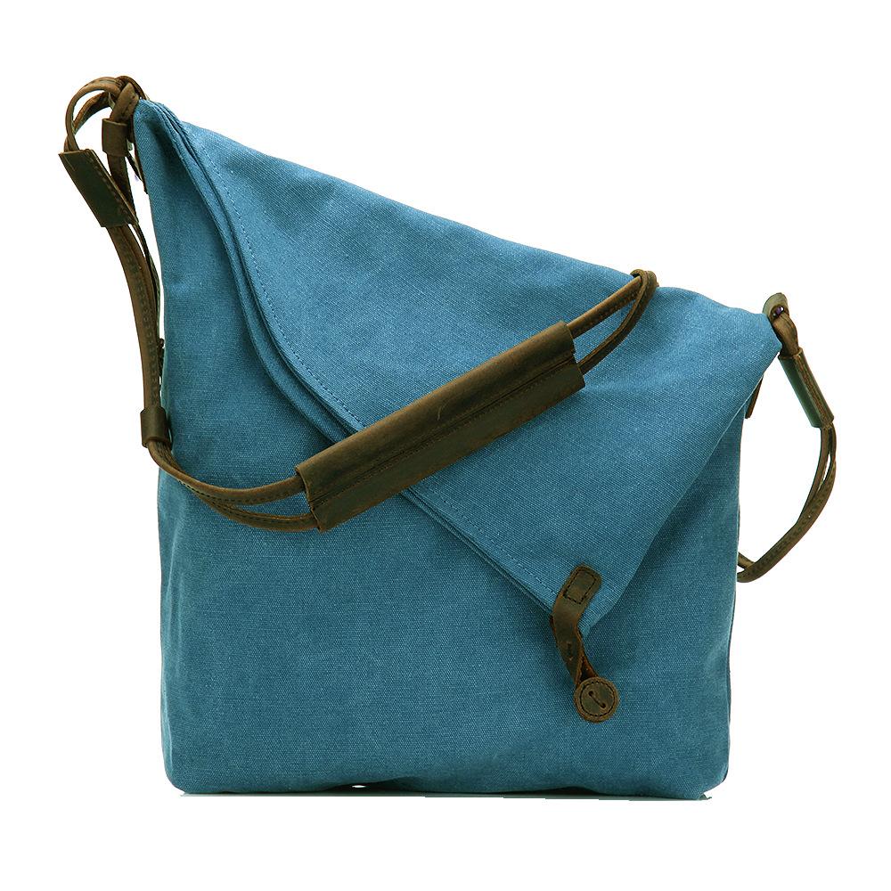 Women Canvas And Leather Crossbody Bag