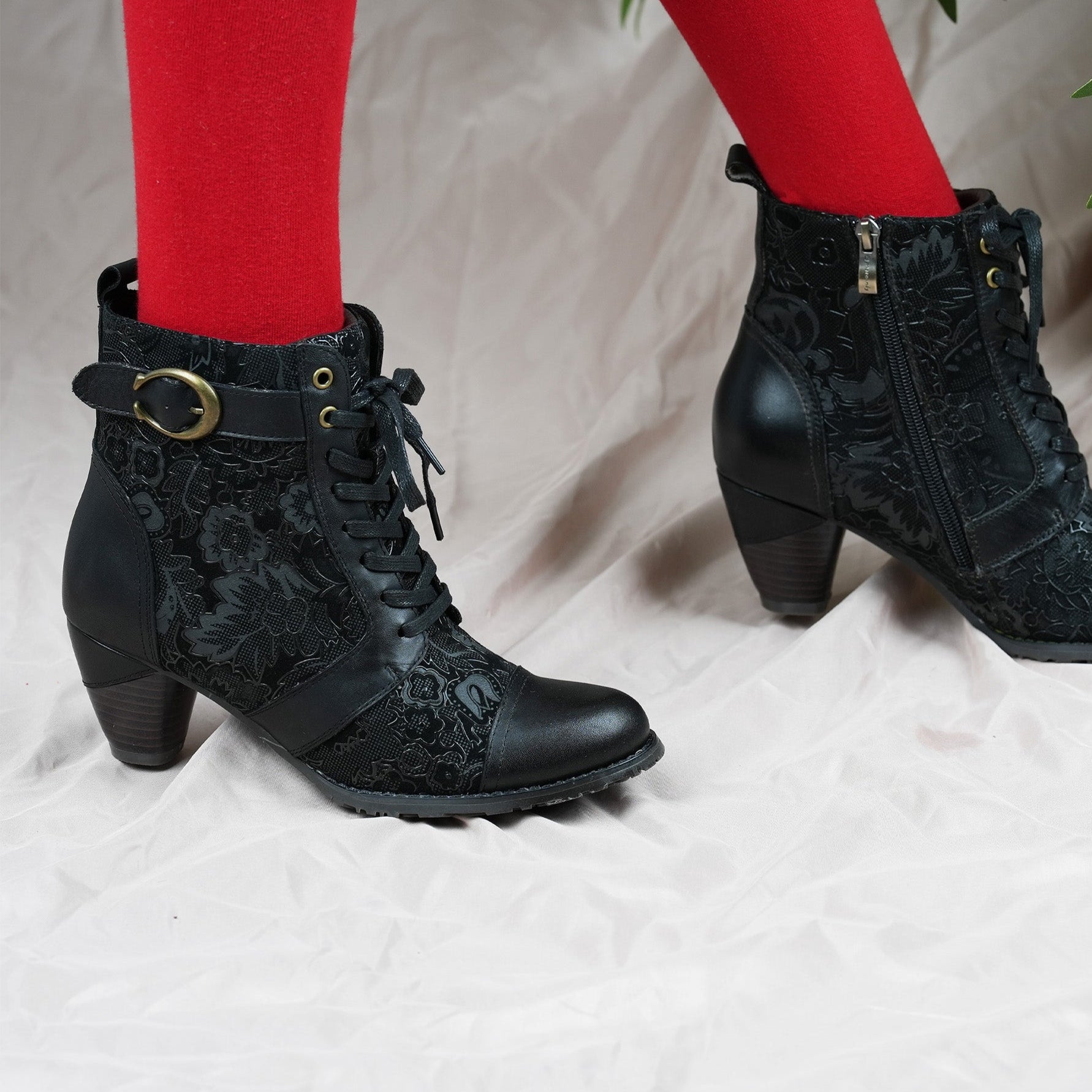 Metcandy Timeless Grace Floral Ankle Boots